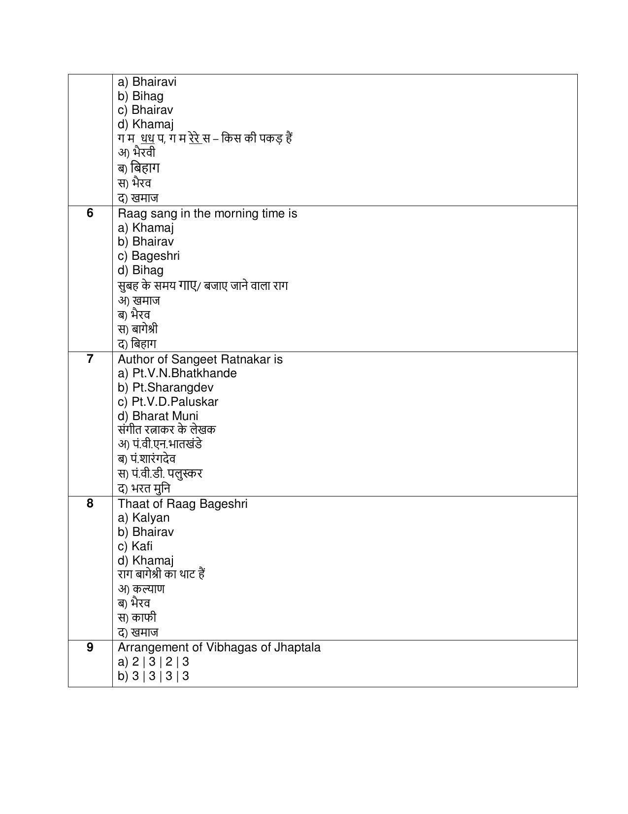 CBSE Class 12th Hindustani Music (Melodic) Sample Question Paper 2021-22 - Page 3