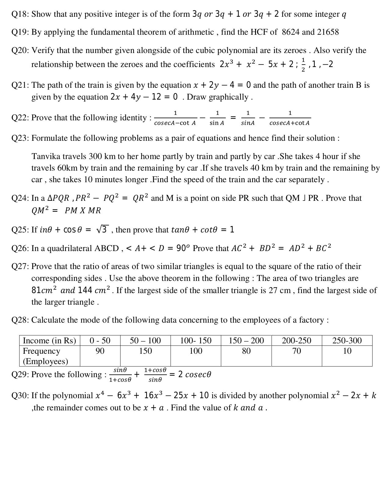 CBSE Worksheets for Class 10 Maths SA1 Assignment 3 - Page 2