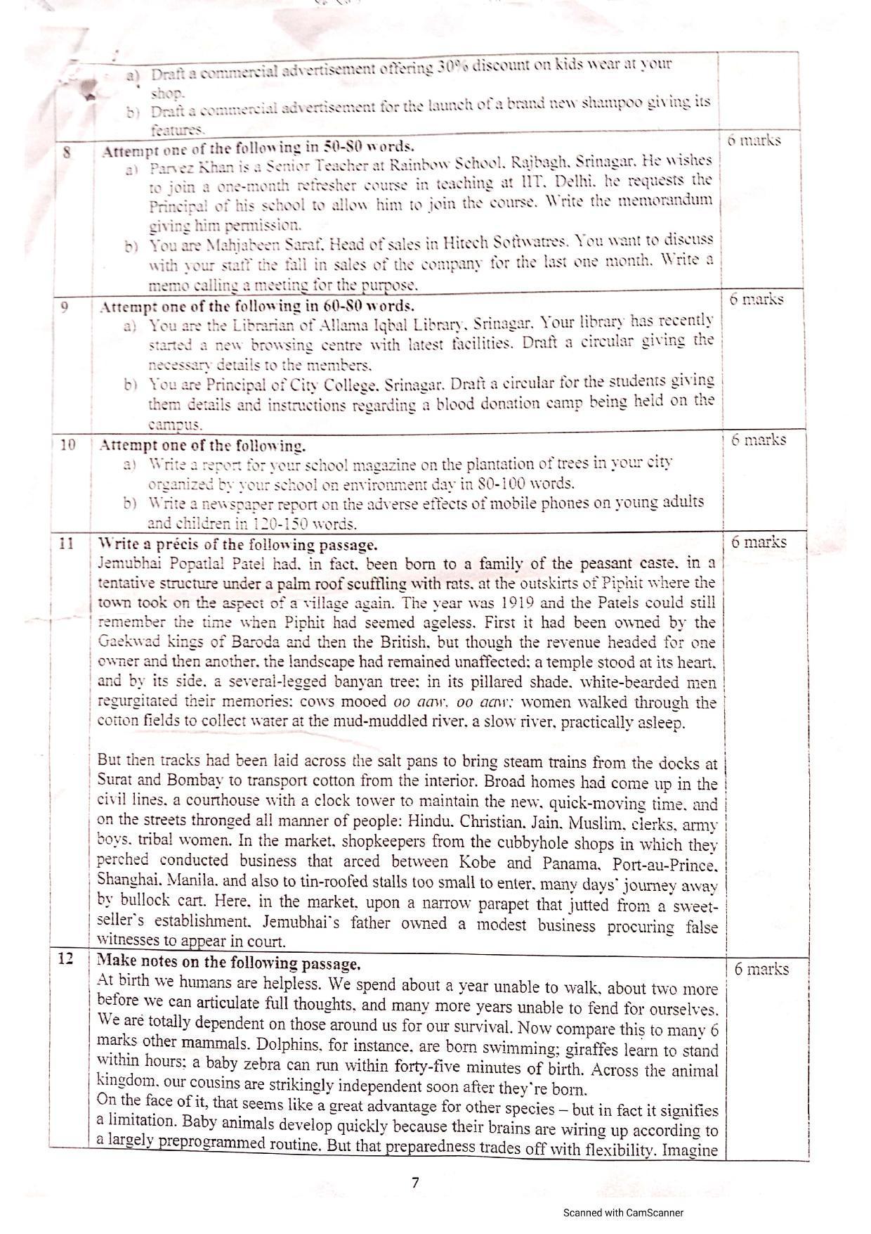 JKBOSE Class 12 Functional English Model Question Paper 2023 - Page 4