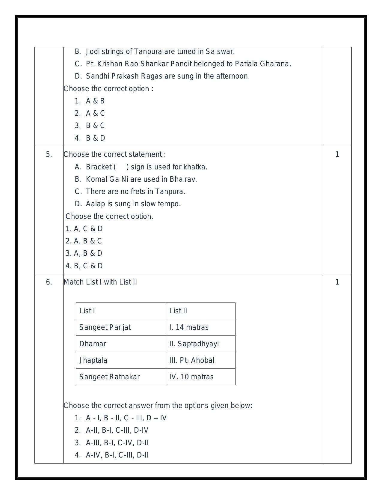 CBSE Class 12 Hindustani Music (Vocal) Sample Paper 2024 - Page 2