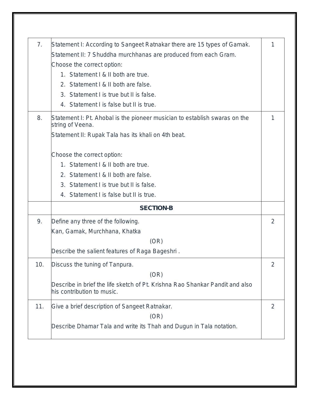 CBSE Class 12 Hindustani Music (Vocal) Sample Paper 2024 - Page 3
