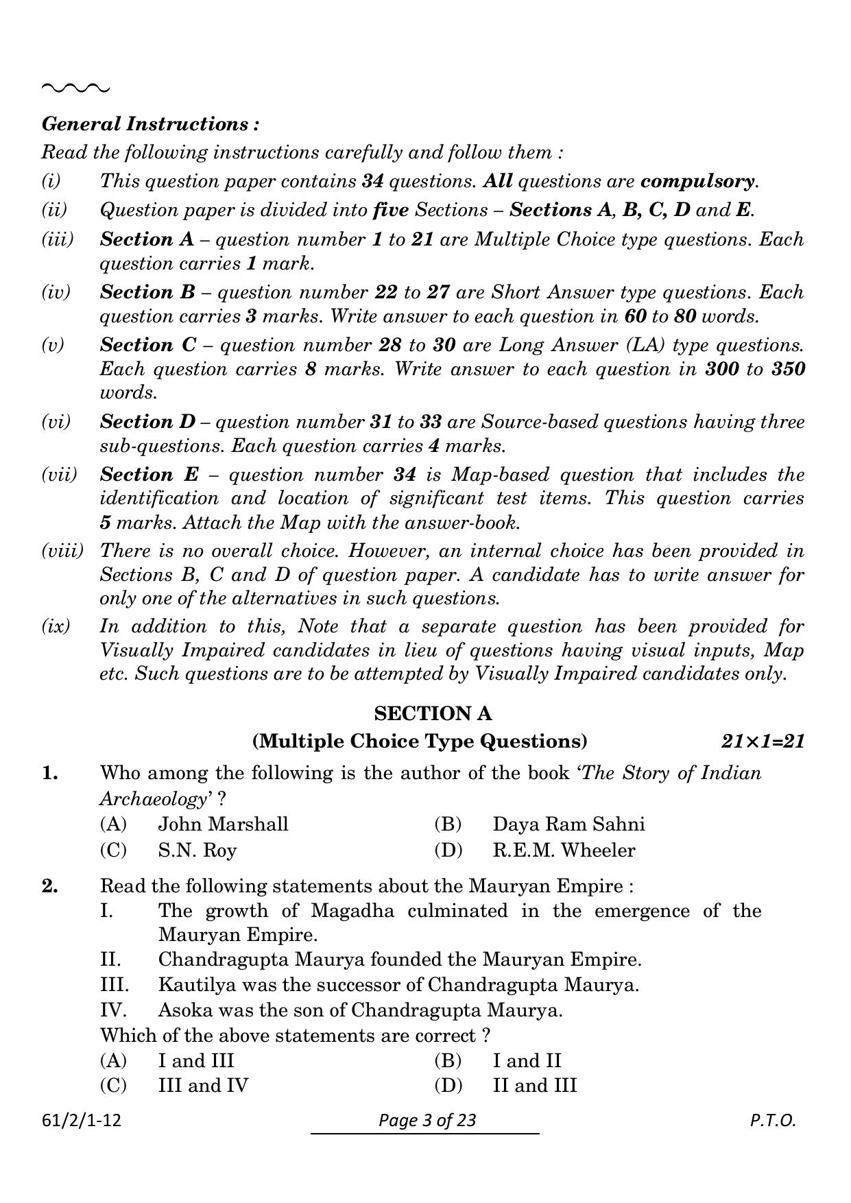 CBSE Class 12 61-2-1 History 2024 Question Paper - Page 3