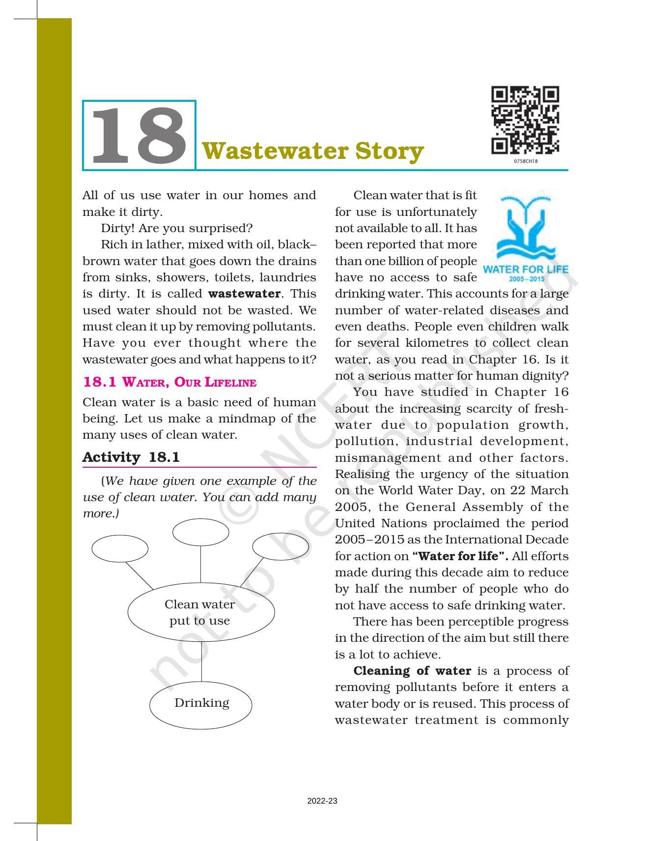 NCERT Book for Class 7 Science: Chapter 18-Wastewater Story - Page 1