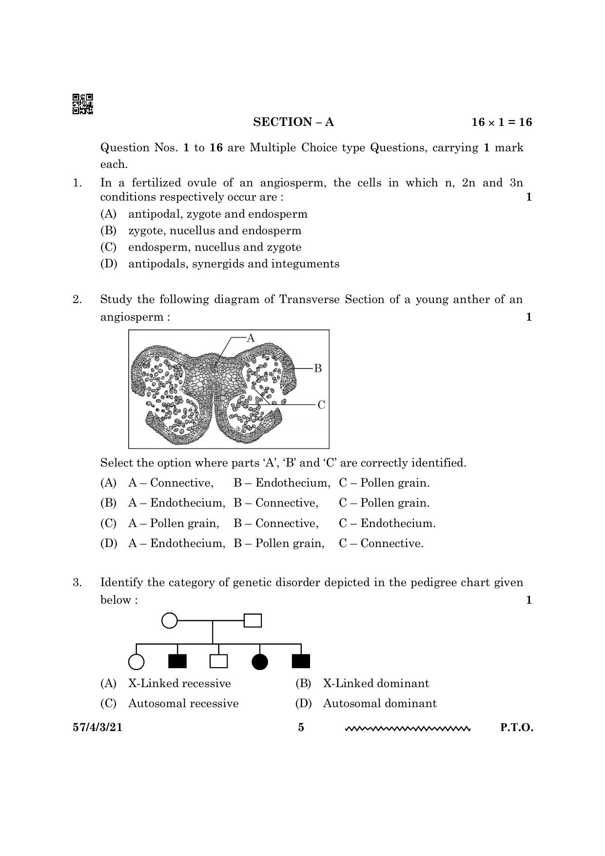 CBSE Class 12 57 4 3 Biology 2024 Question Paper - Page 5