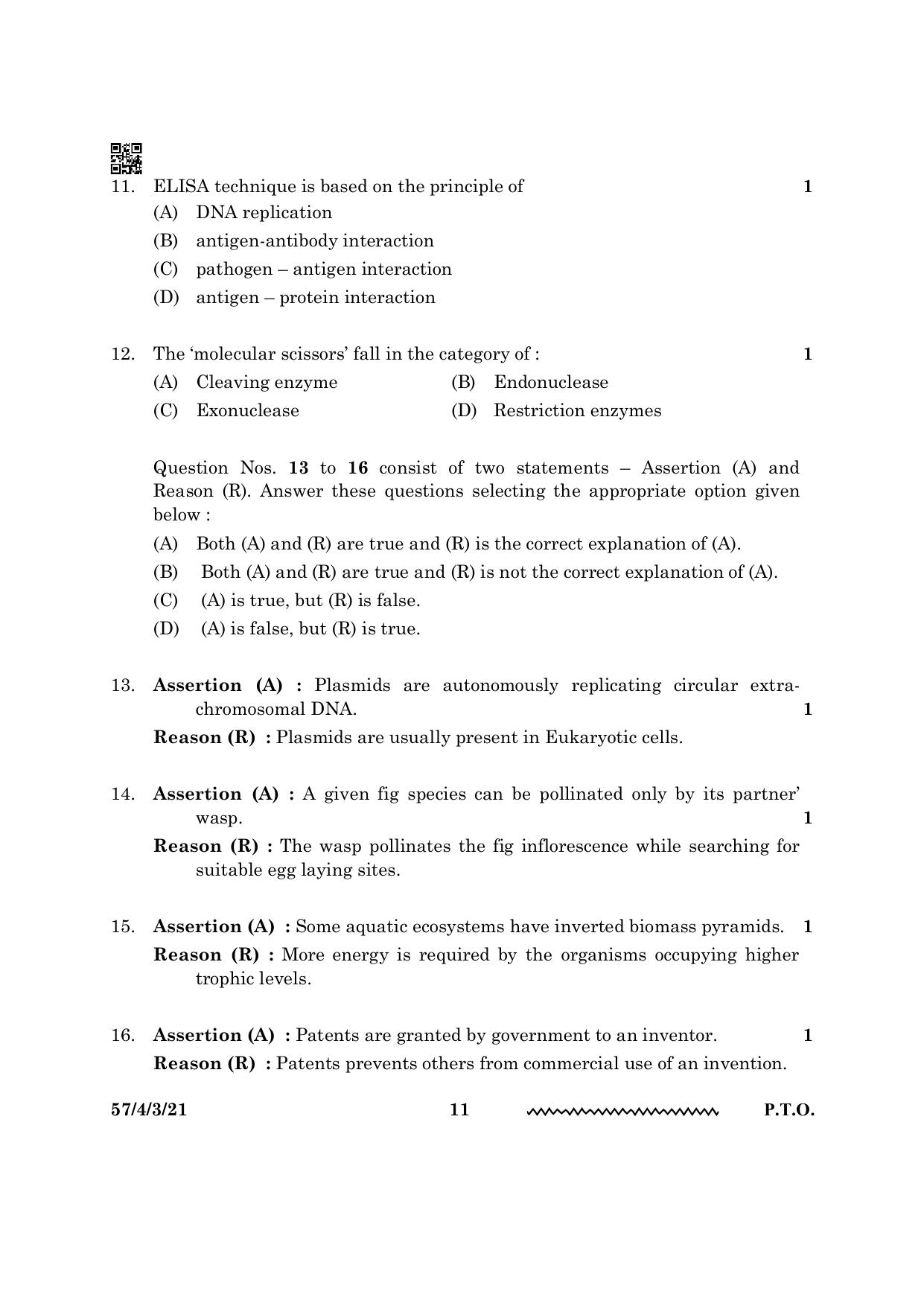 CBSE Class 12 57 4 3 Biology 2024 Question Paper - Page 11