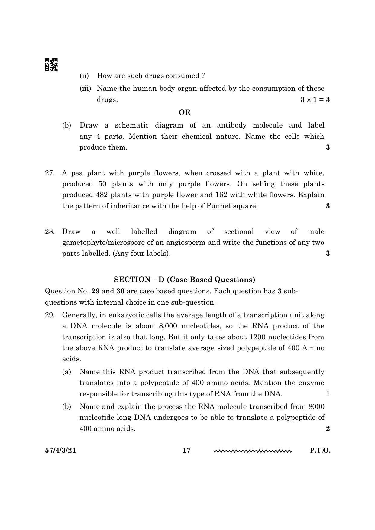 CBSE Class 12 57 4 3 Biology 2024 Question Paper - Page 17