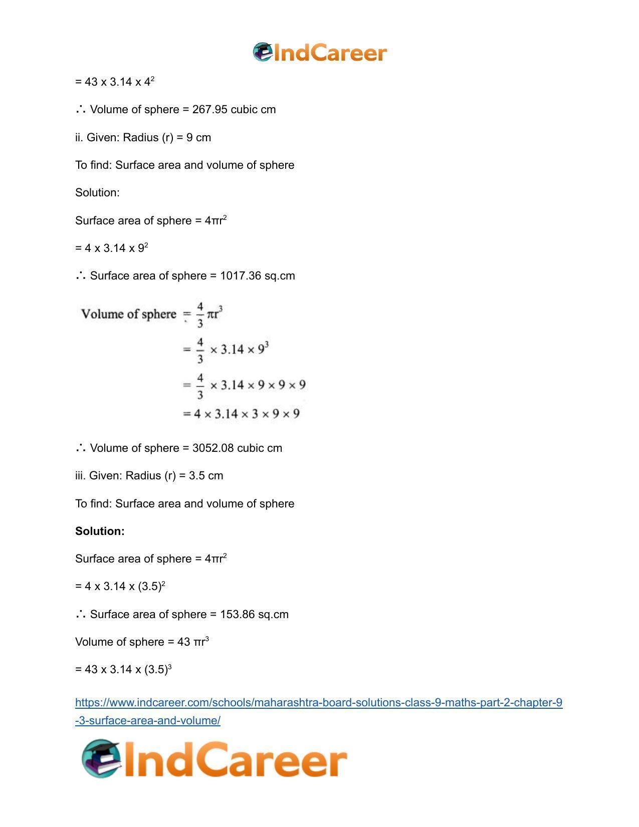 Maharashtra Board Solutions Class 9-Maths (Part 2): Chapter 9.3- Surface Area and Volume - Page 3