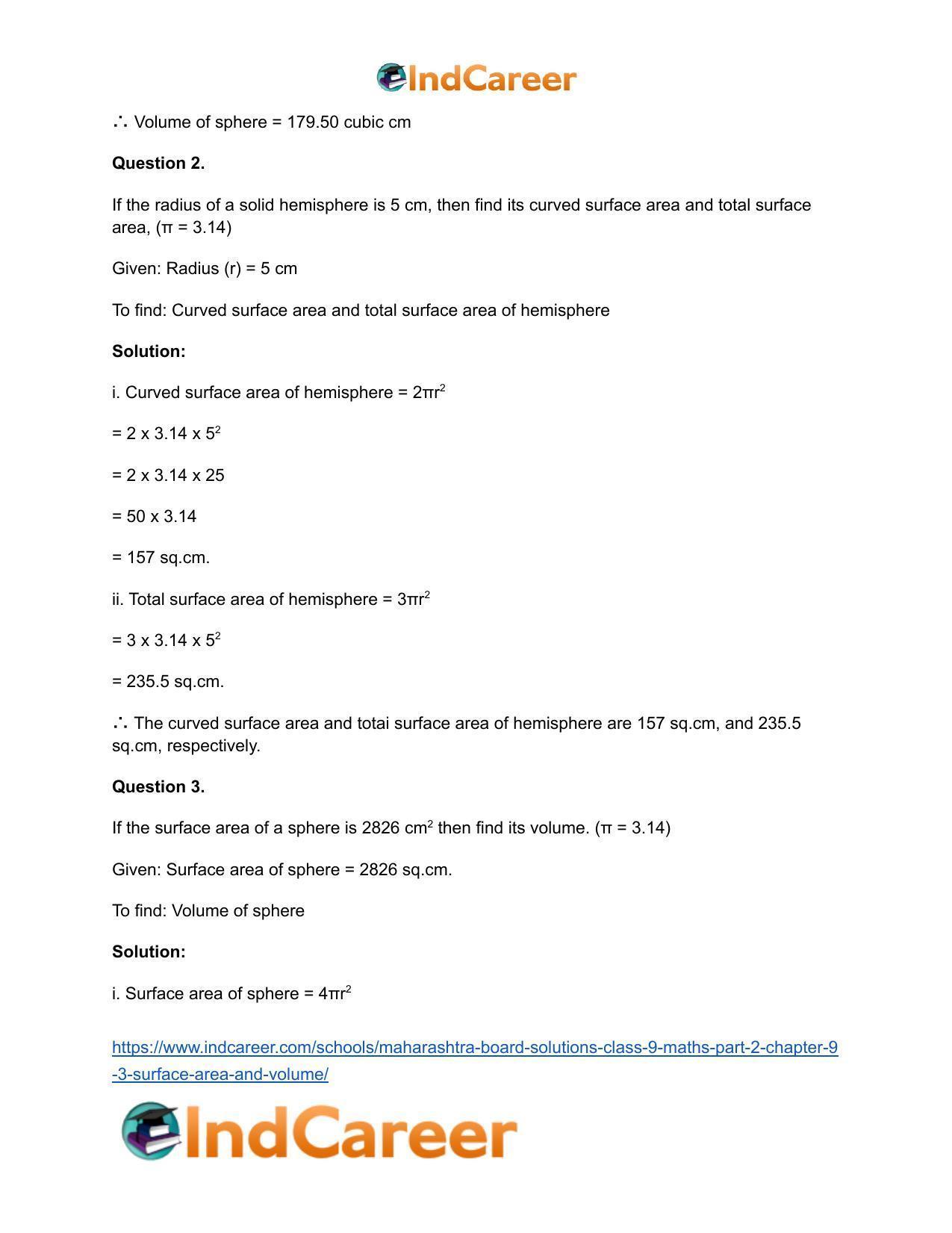 Maharashtra Board Solutions Class 9-Maths (Part 2): Chapter 9.3- Surface Area and Volume - Page 4