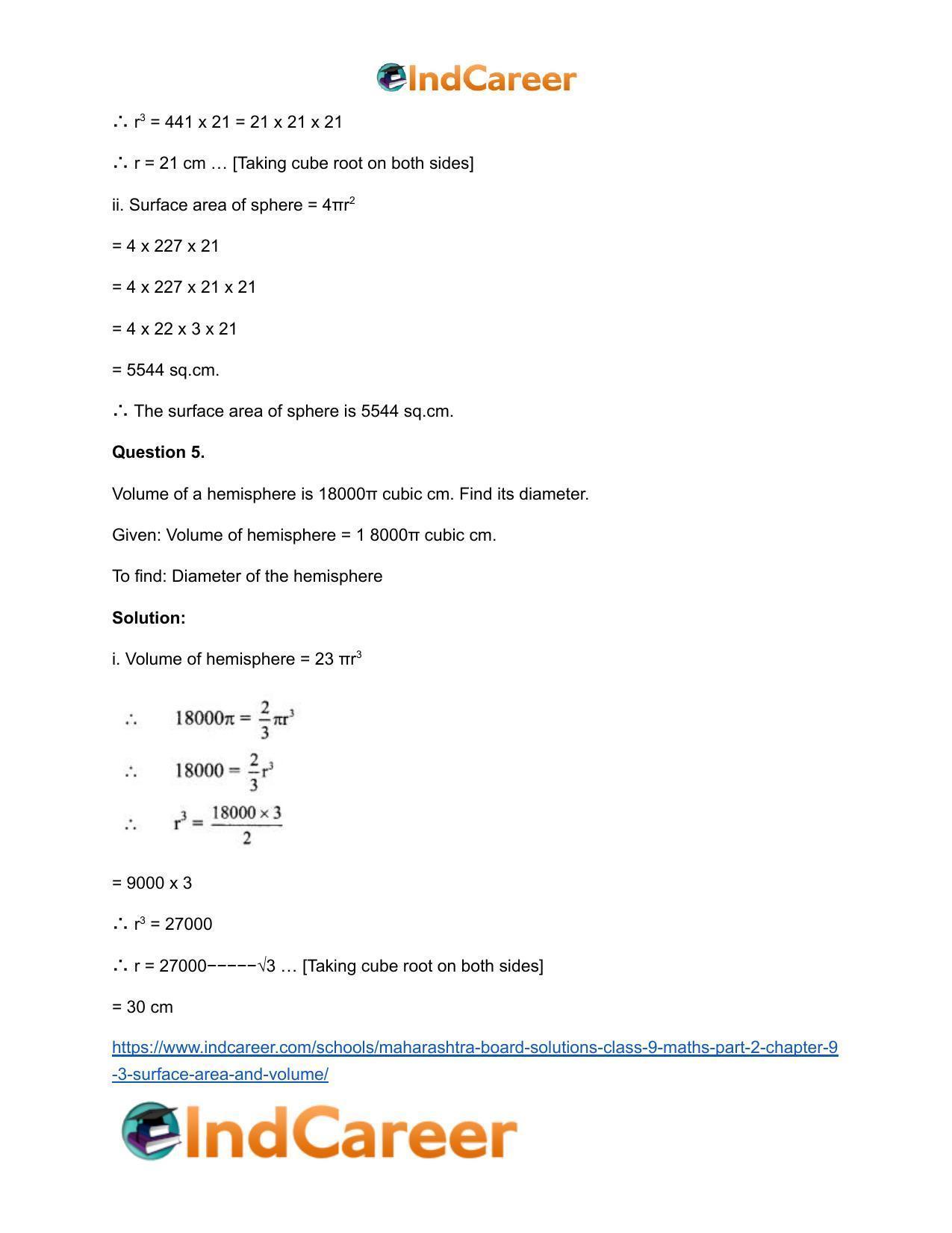 Maharashtra Board Solutions Class 9-Maths (Part 2): Chapter 9.3- Surface Area and Volume - Page 6