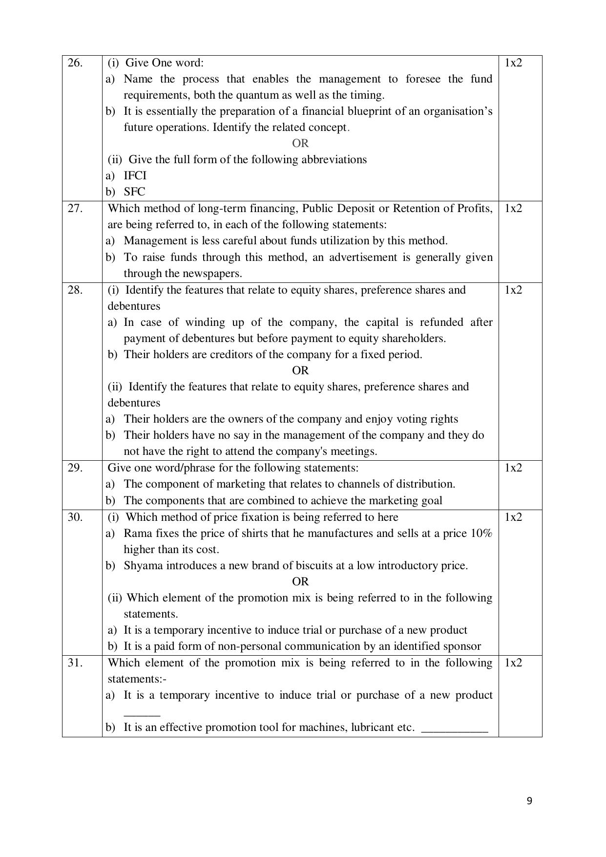 NIOS Class 12 Commerce (Business Studies) (New) Sample Paper - Page 9