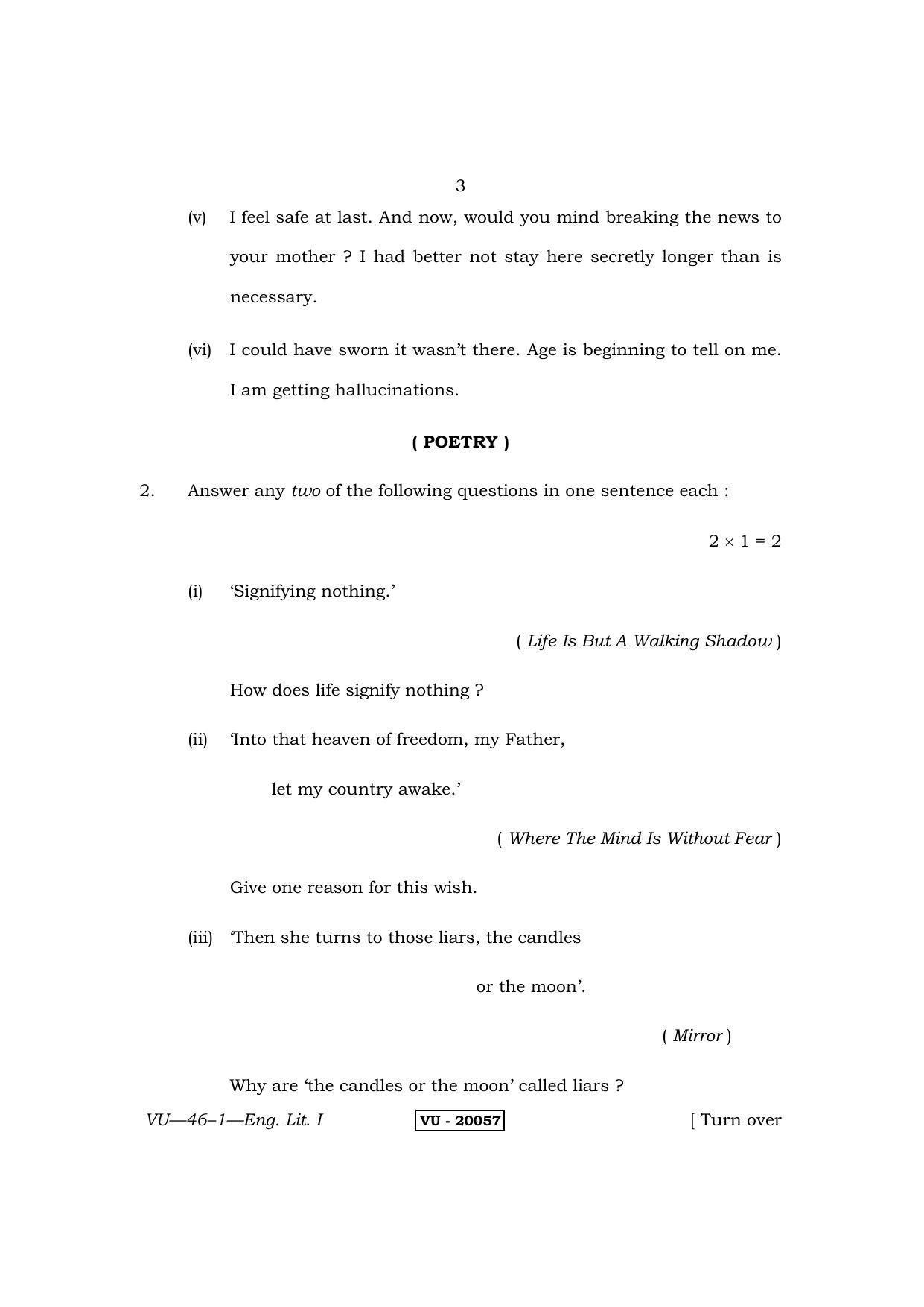RBSE English Literature I 2011 Varishtha Upadhyay Question Paper - Page 3