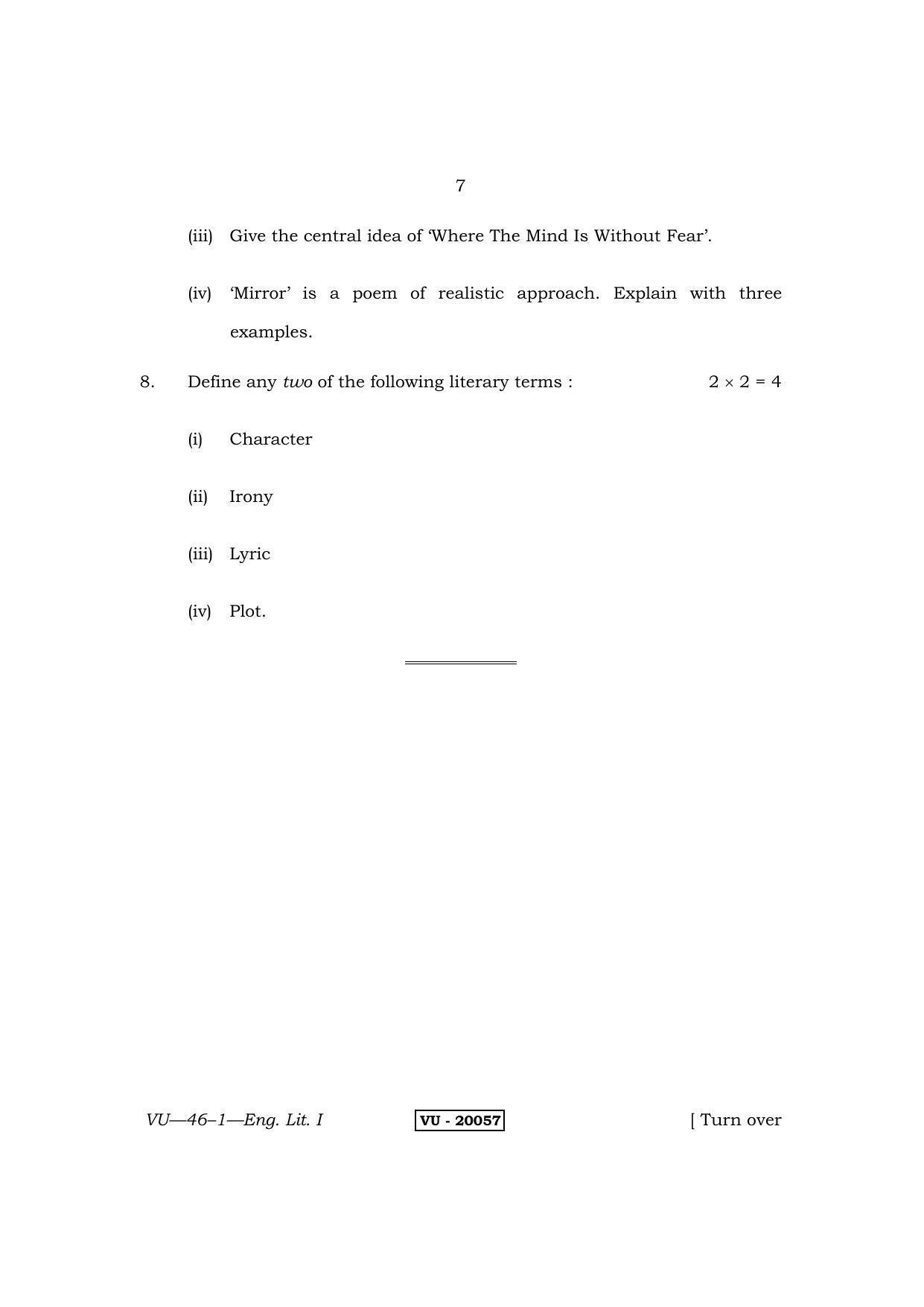 RBSE English Literature I 2011 Varishtha Upadhyay Question Paper - Page 7