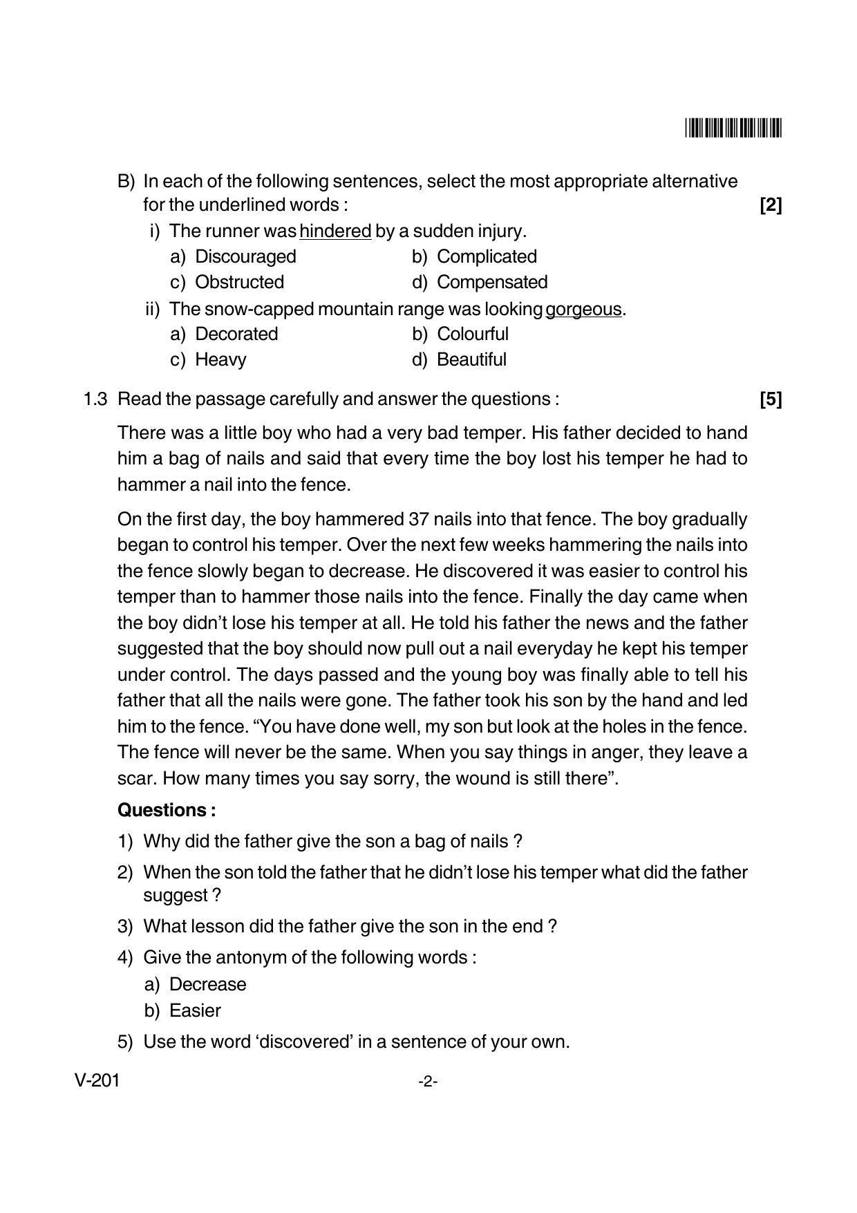 Goa Board Class 12 English Communication Skills  Voc 201 (June 2018) Question Paper - Page 2