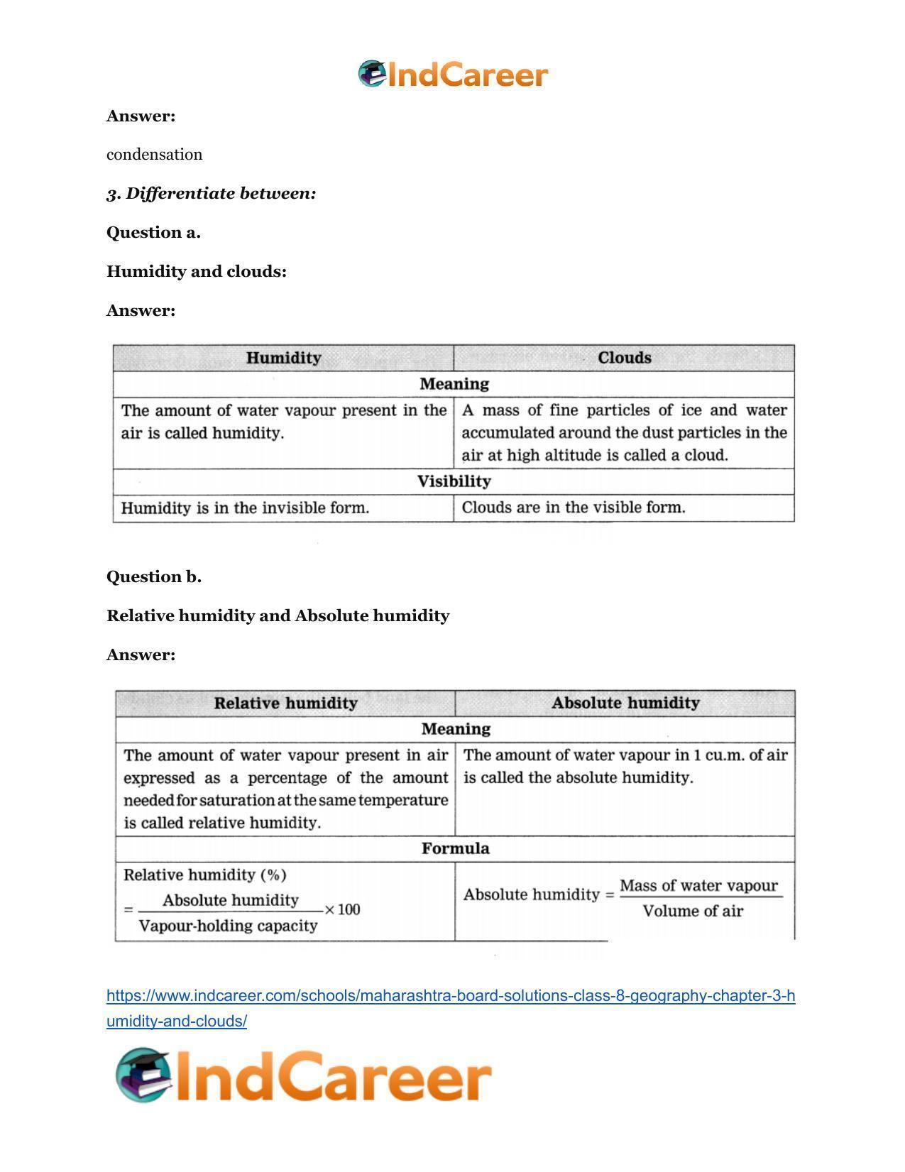 Maharashtra Board Solutions Class 8-Geography: Chapter 3- Humidity and Clouds - Page 4