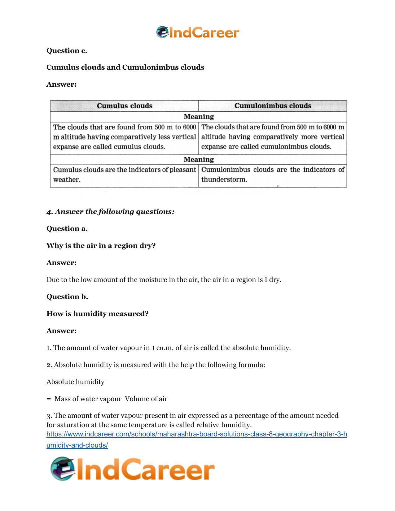 Maharashtra Board Solutions Class 8-Geography: Chapter 3- Humidity and Clouds - Page 5
