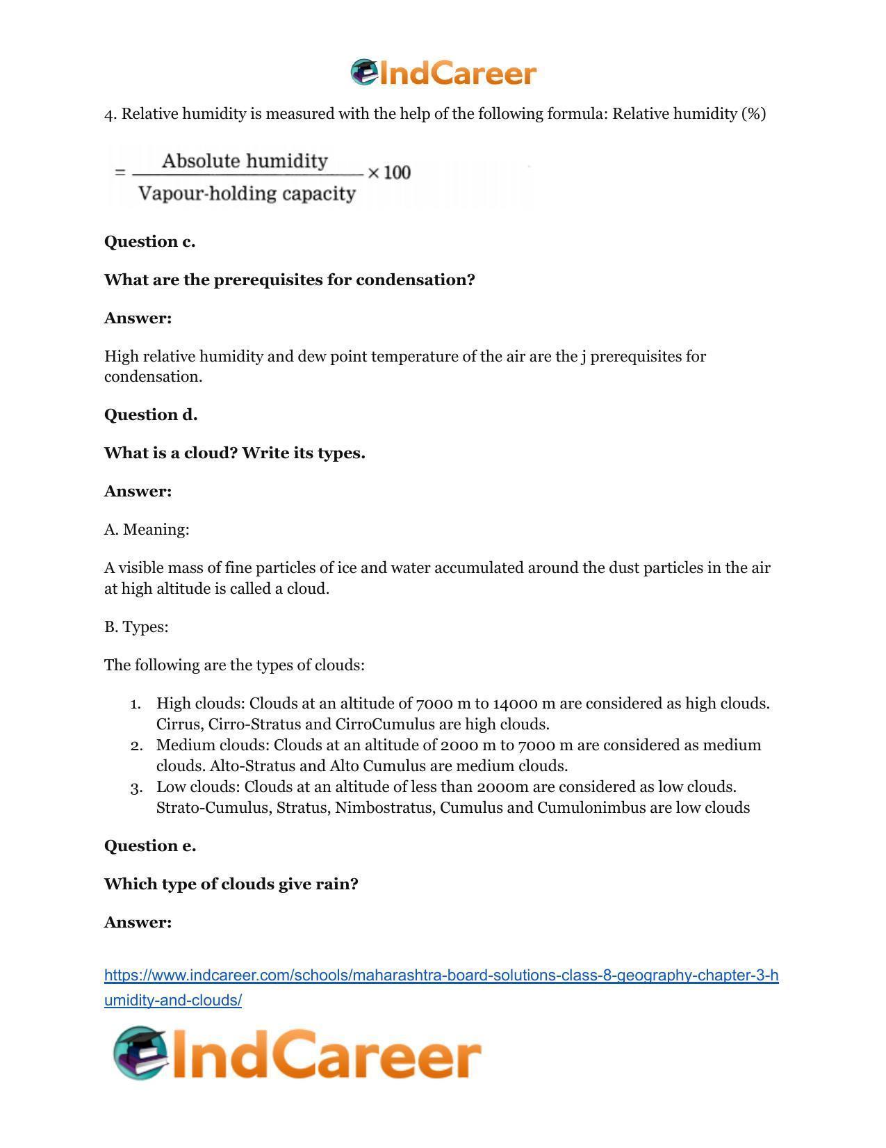 Maharashtra Board Solutions Class 8-Geography: Chapter 3- Humidity and Clouds - Page 6
