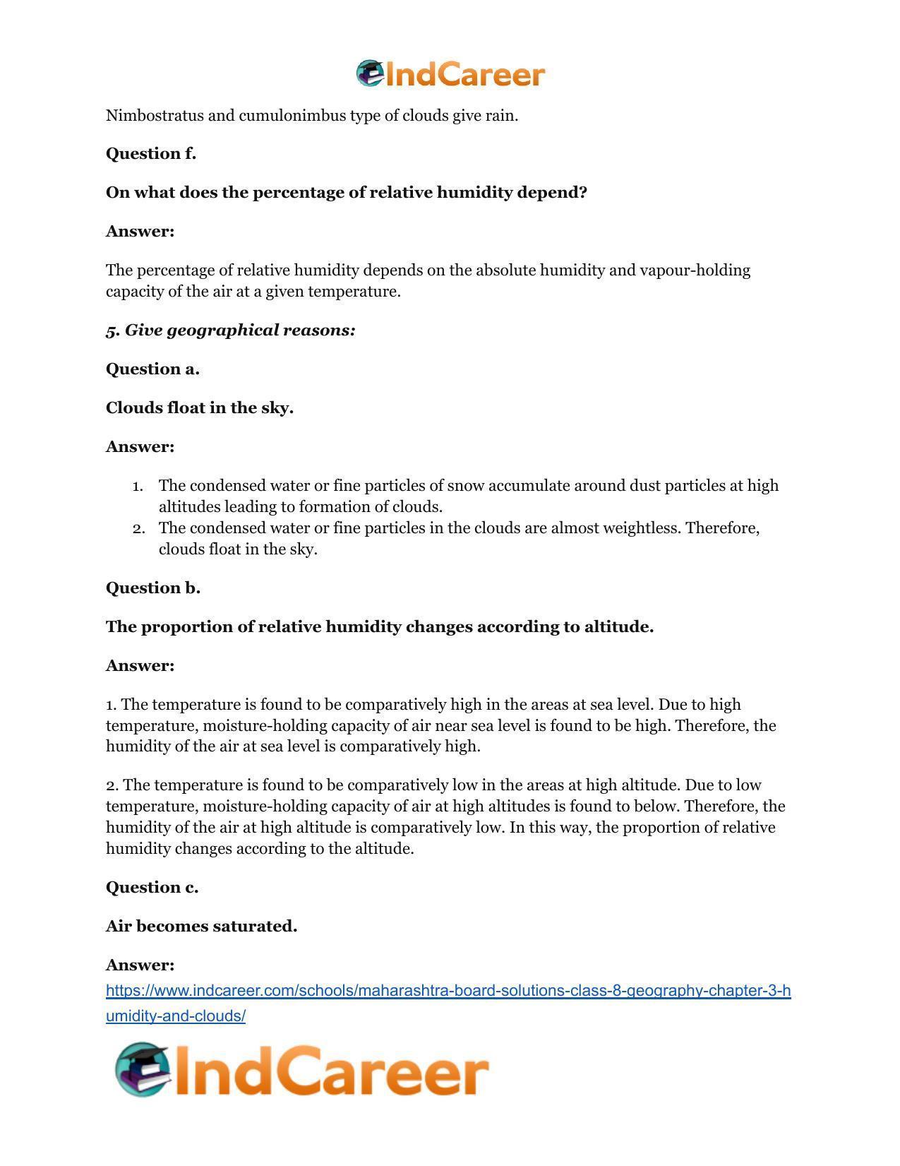 Maharashtra Board Solutions Class 8-Geography: Chapter 3- Humidity and Clouds - Page 7