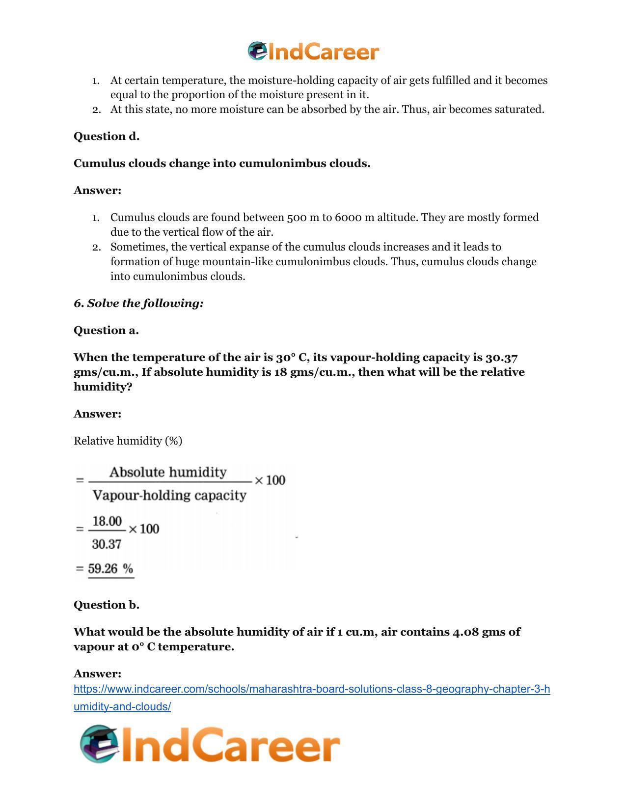Maharashtra Board Solutions Class 8-Geography: Chapter 3- Humidity and Clouds - Page 8