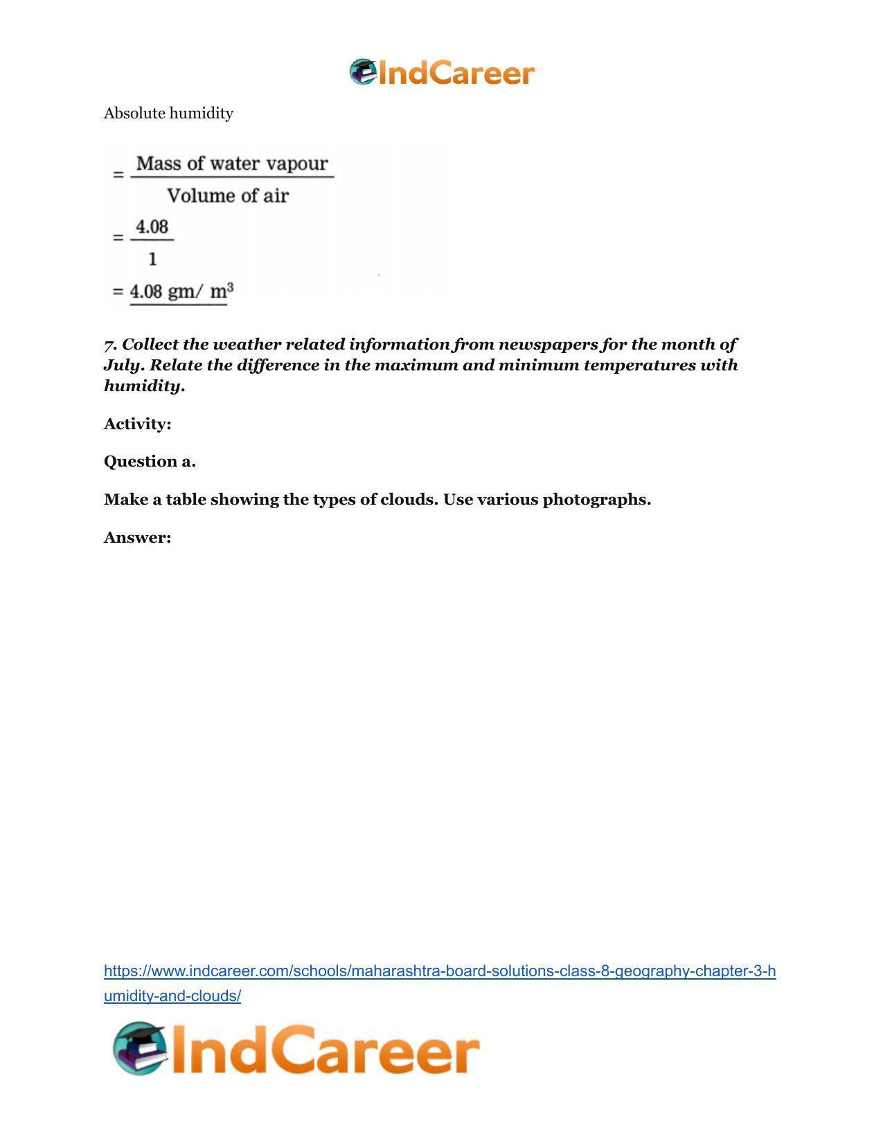 Maharashtra Board Solutions Class 8-Geography: Chapter 3- Humidity and Clouds - Page 9