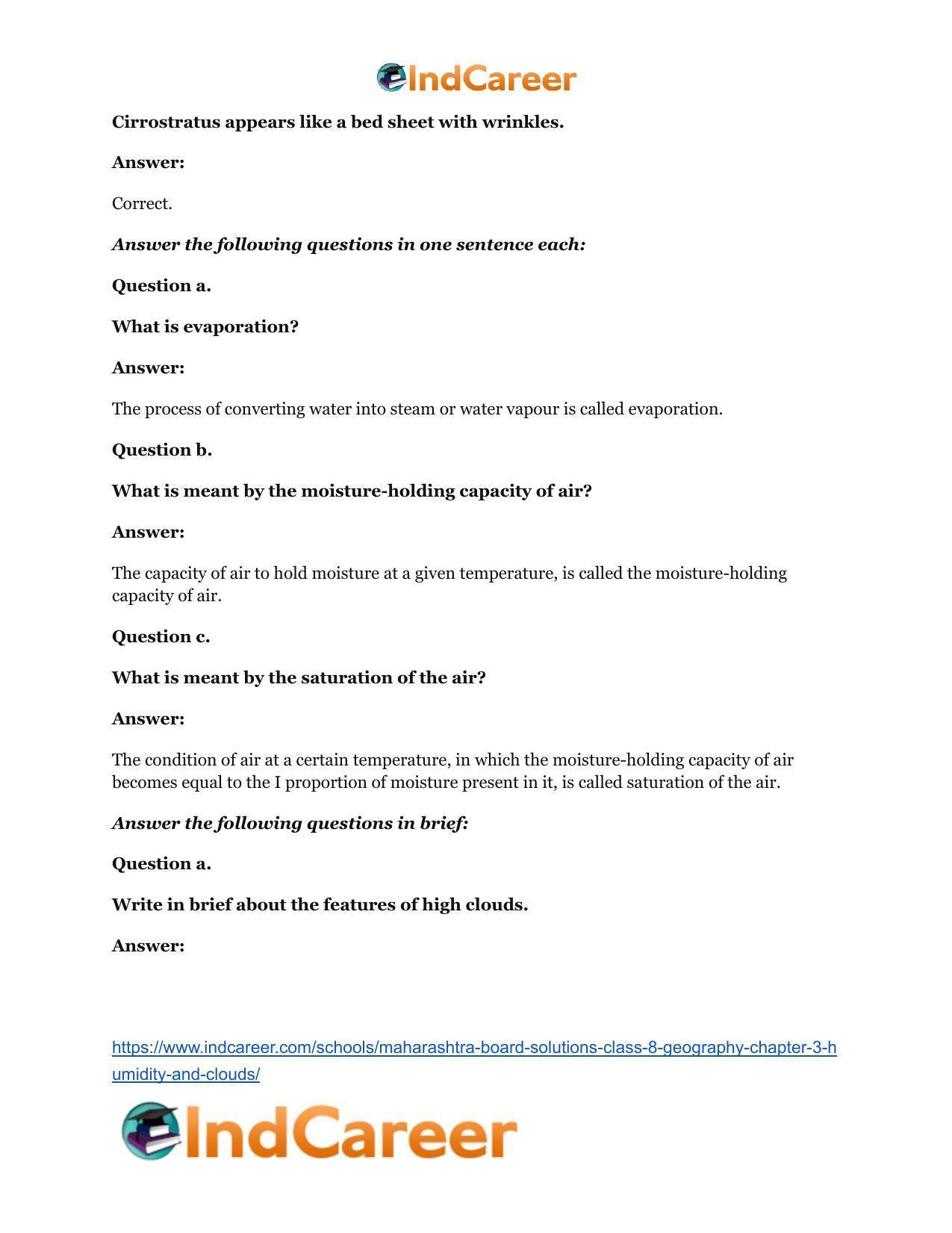 Maharashtra Board Solutions Class 8-Geography: Chapter 3- Humidity and Clouds - Page 12