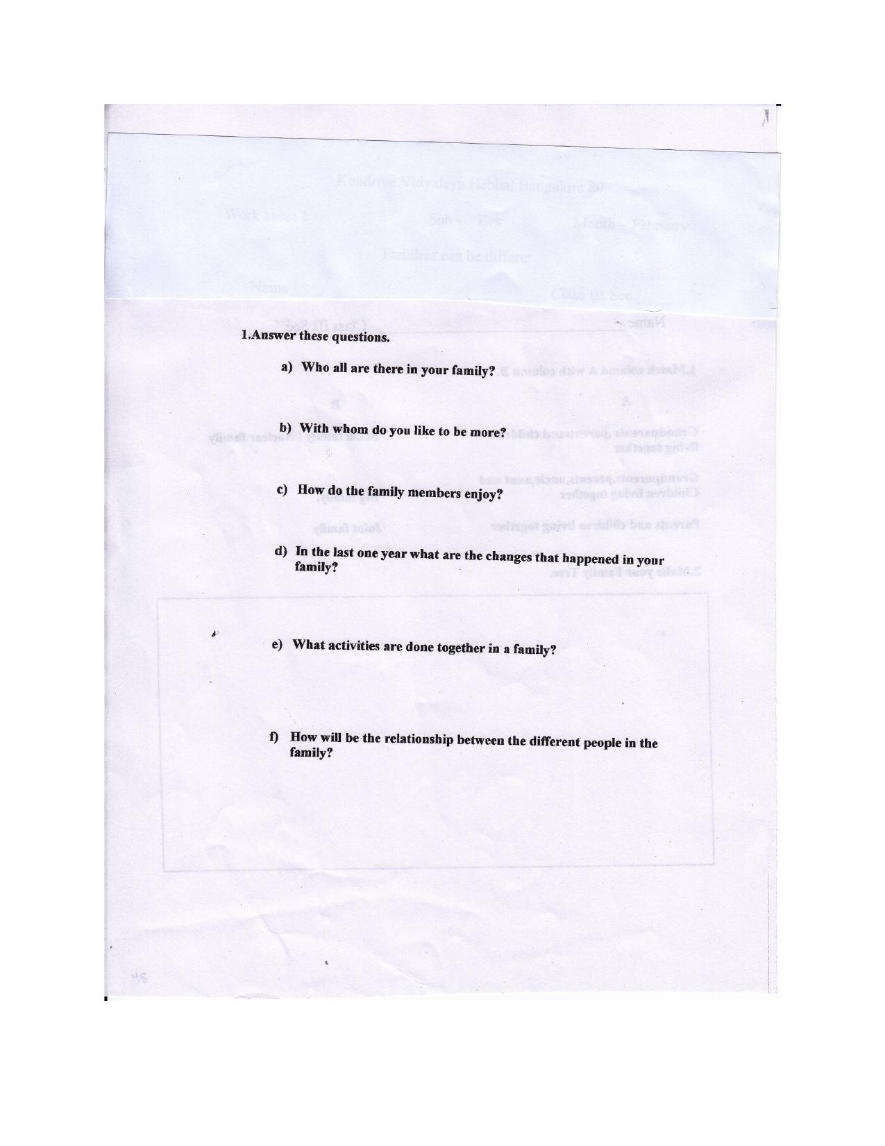 Worksheet for Class 3 EVS Assignment 35 Families Can Be Different - Page 2