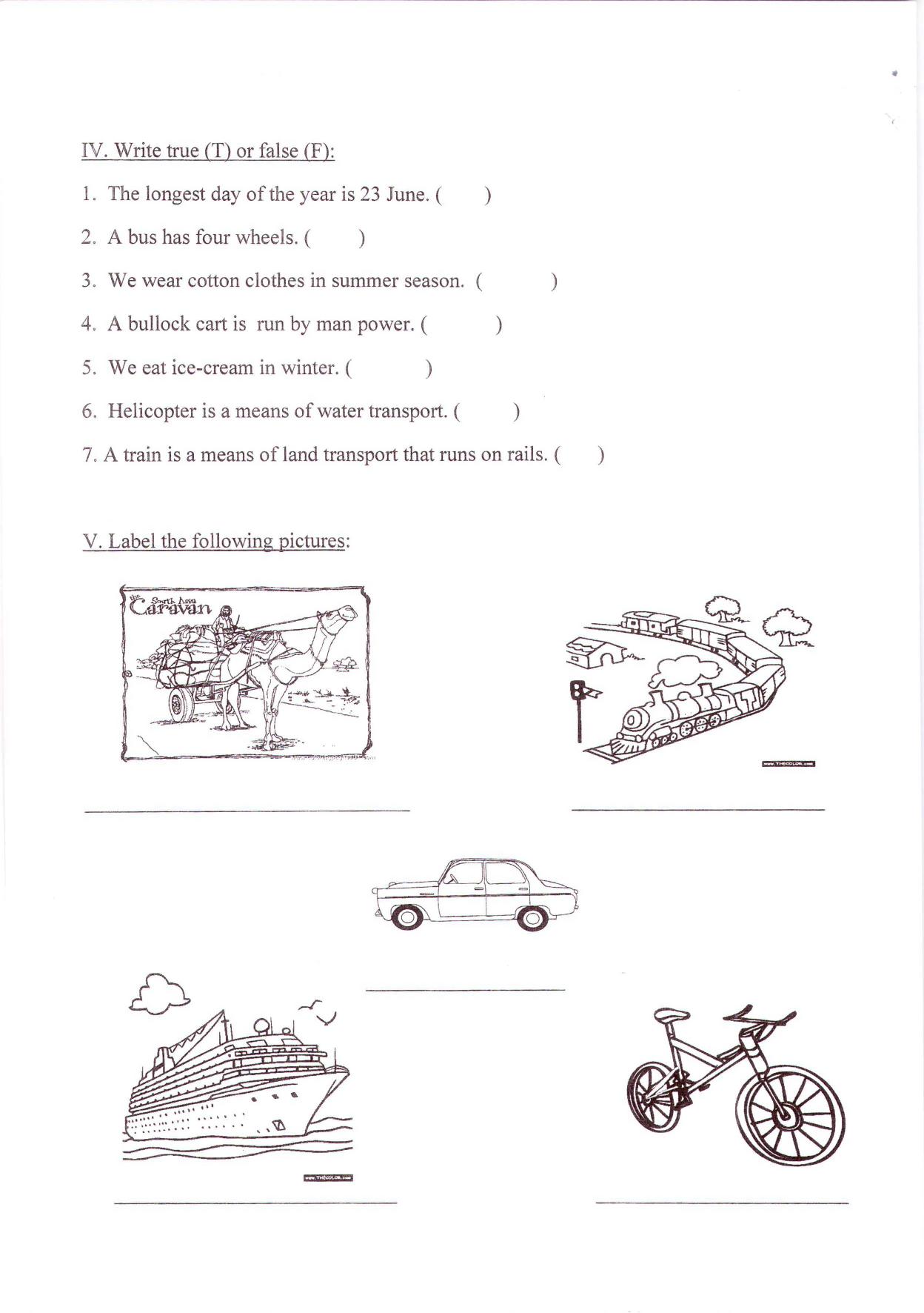 Worksheets for Class 2 EVS Assignment 4 - Page 3