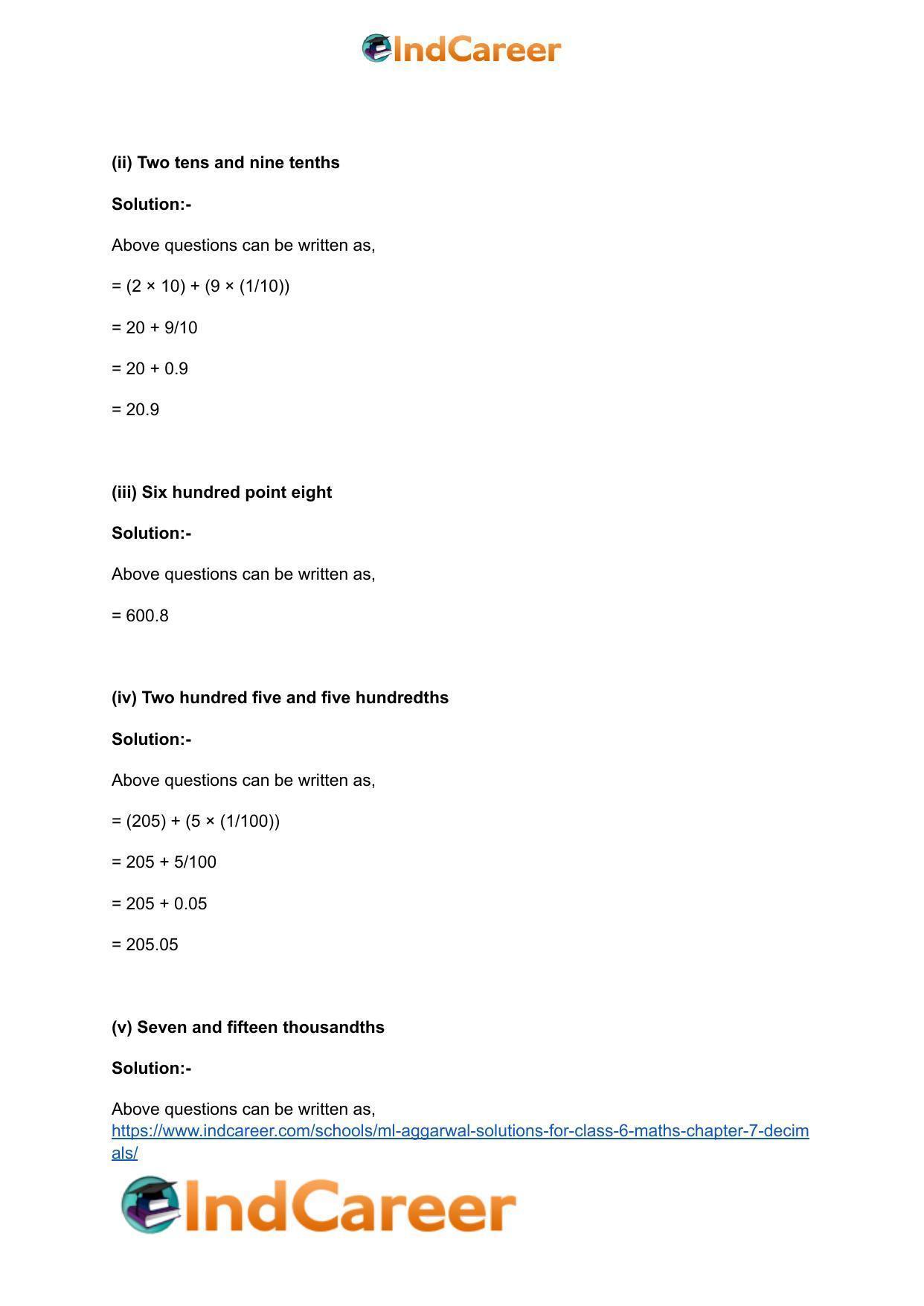 ML Aggarwal Solutions for Class 6 Maths Chapter 7- Decimals - Page 5
