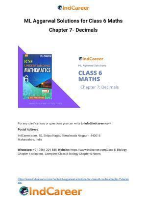ML Aggarwal Solutions for Class 6 Maths Chapter 7- Decimals