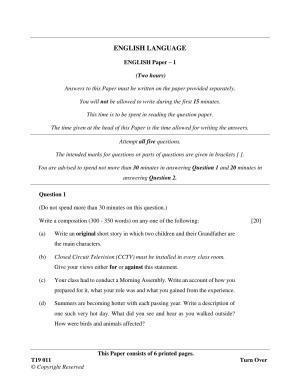 ISC Class 12 2019 English Paper – 1 Question Paper