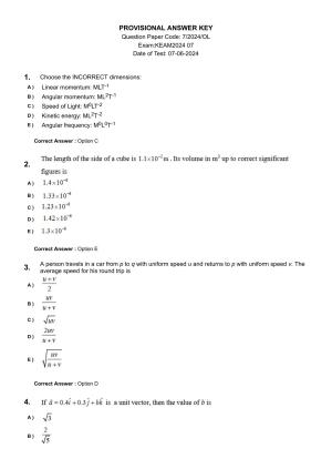 KEAM 2024 June 7 Question Paper with Answer Key