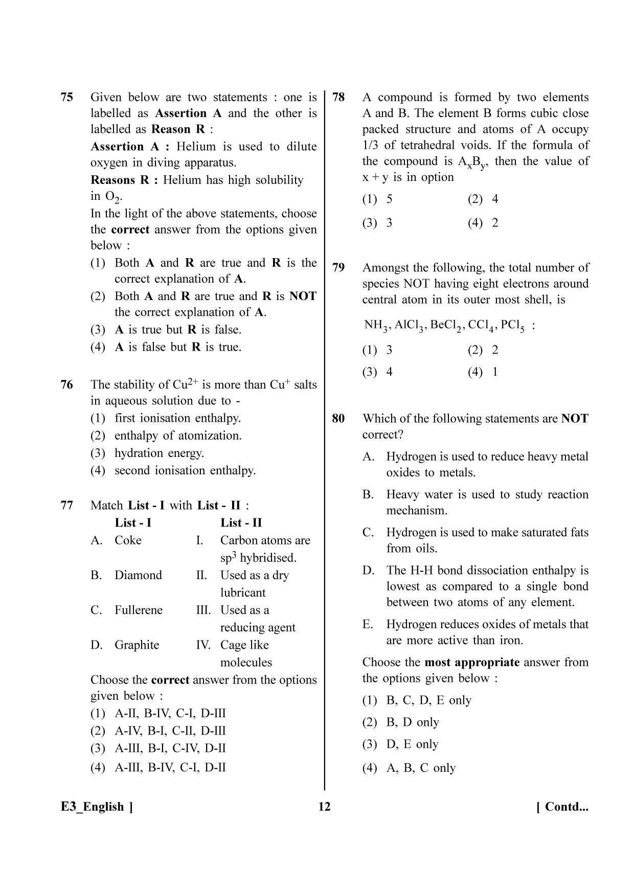 NEET 2023 H3 Official Answer Key - Page 12