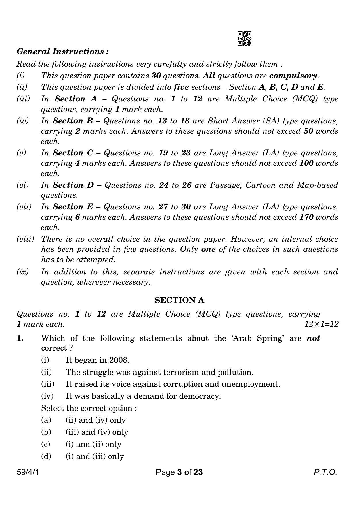 CBSE Class 12 59-4-1 Political Science 2023 Question Paper - Page 3