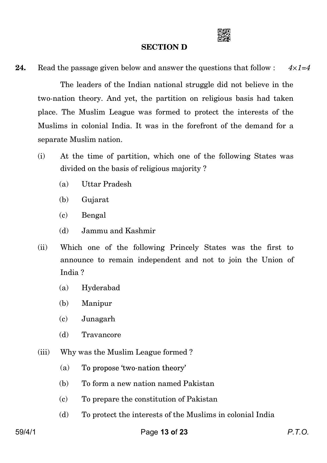 CBSE Class 12 59-4-1 Political Science 2023 Question Paper - Page 13