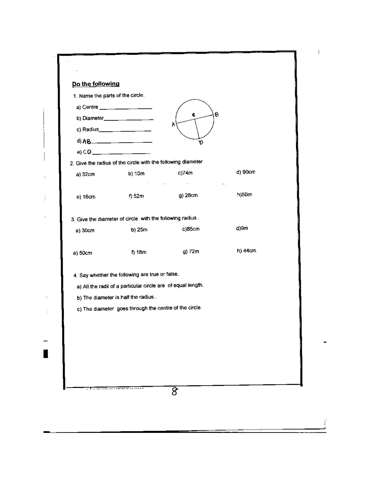 Worksheet for Class 4 Maths Assignment 100 Shapes Spaces and Patterns - Page 2