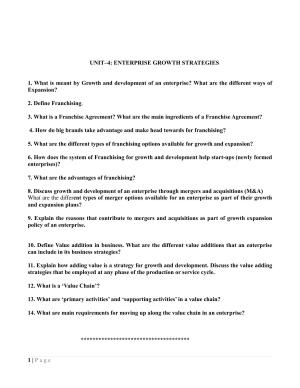 CBSE Class 12 Entrepreneurship Enterprise Growth Stratagies Worksheet