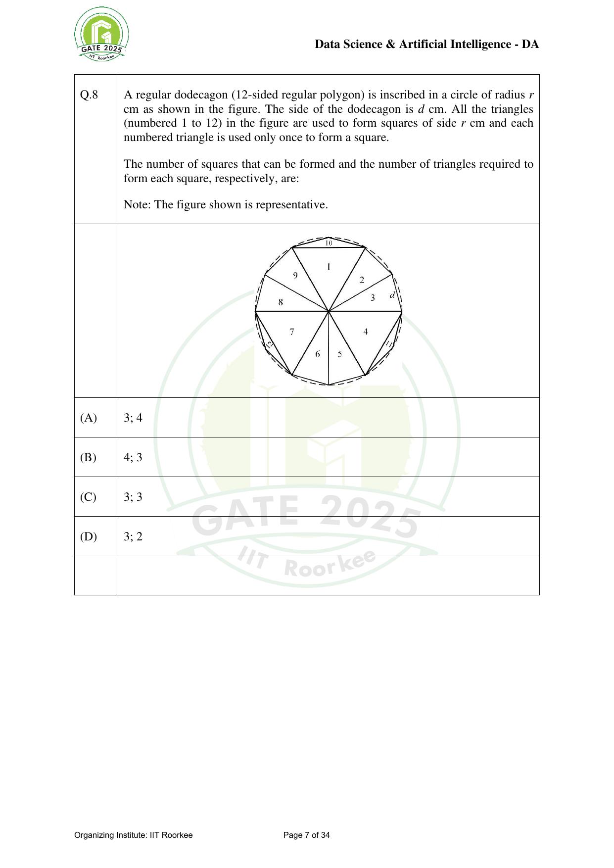 GATE 2025 Data Science and Artificial Intelligence (DA) Question Paper - Page 7