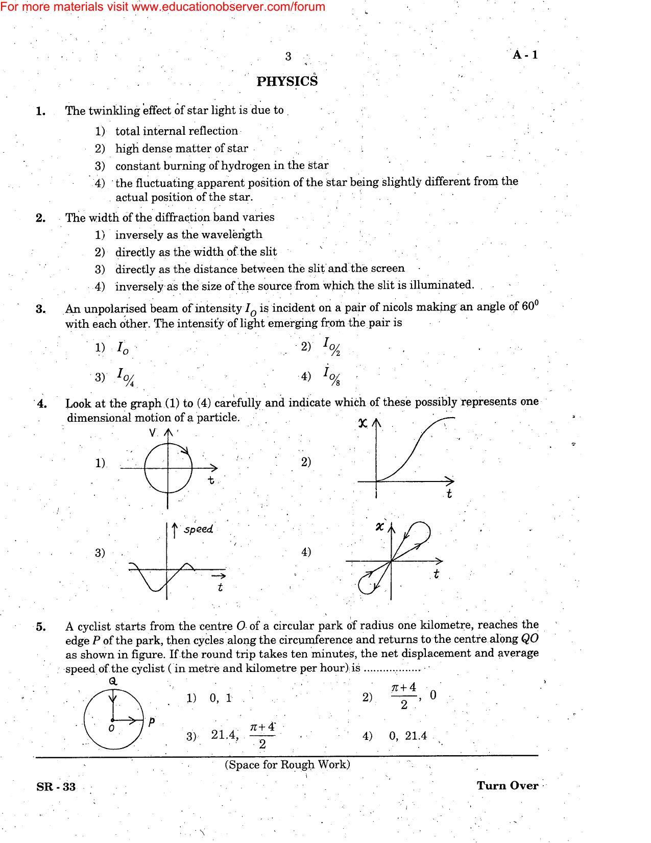 KEAM Paper I 2006 Question Paper - Page 3