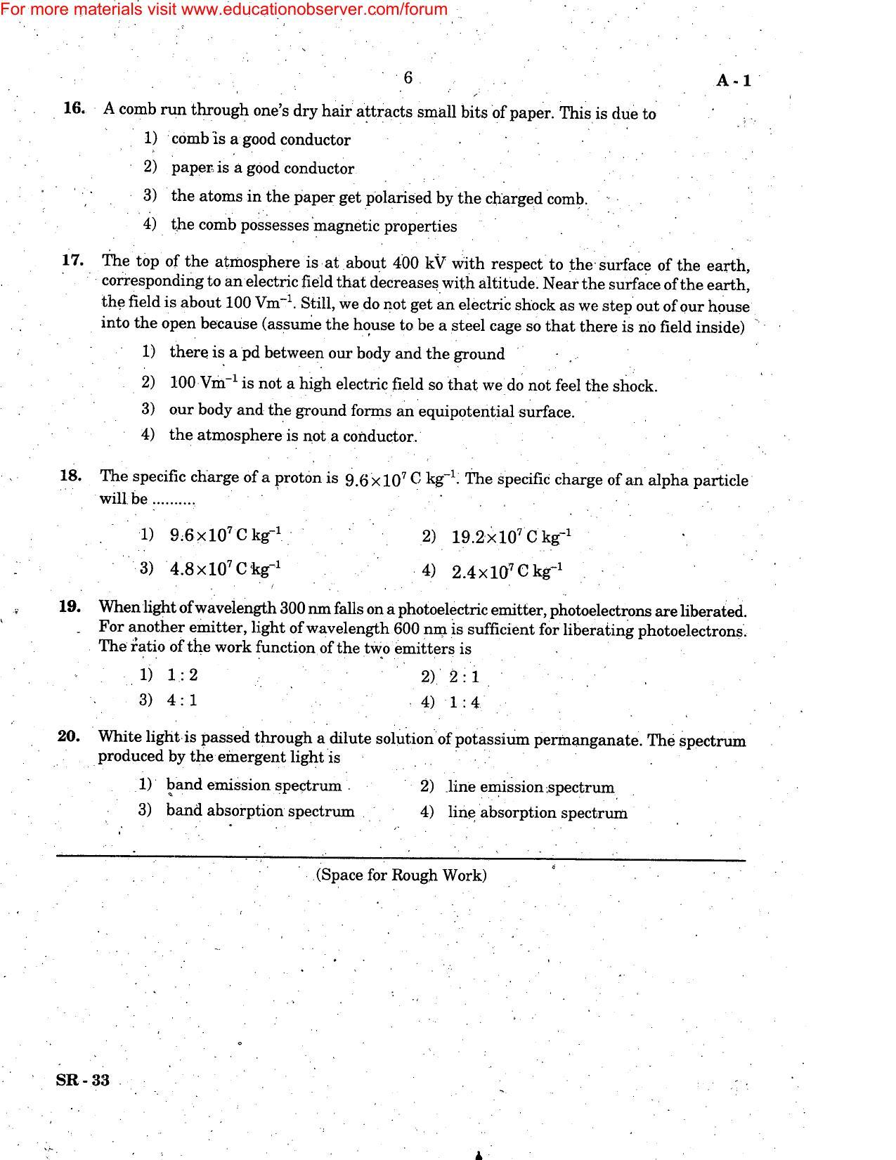 KEAM Paper I 2006 Question Paper - Page 6
