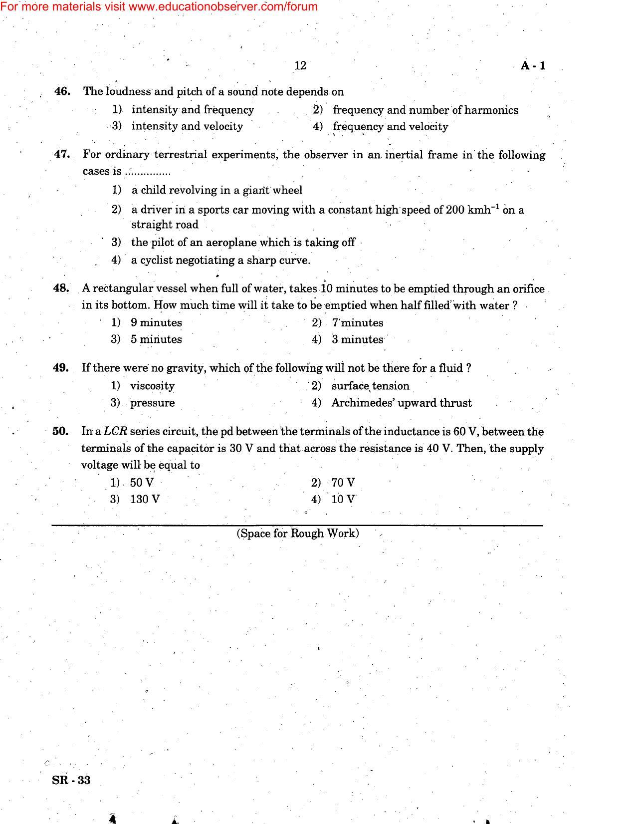 KEAM Paper I 2006 Question Paper - Page 12