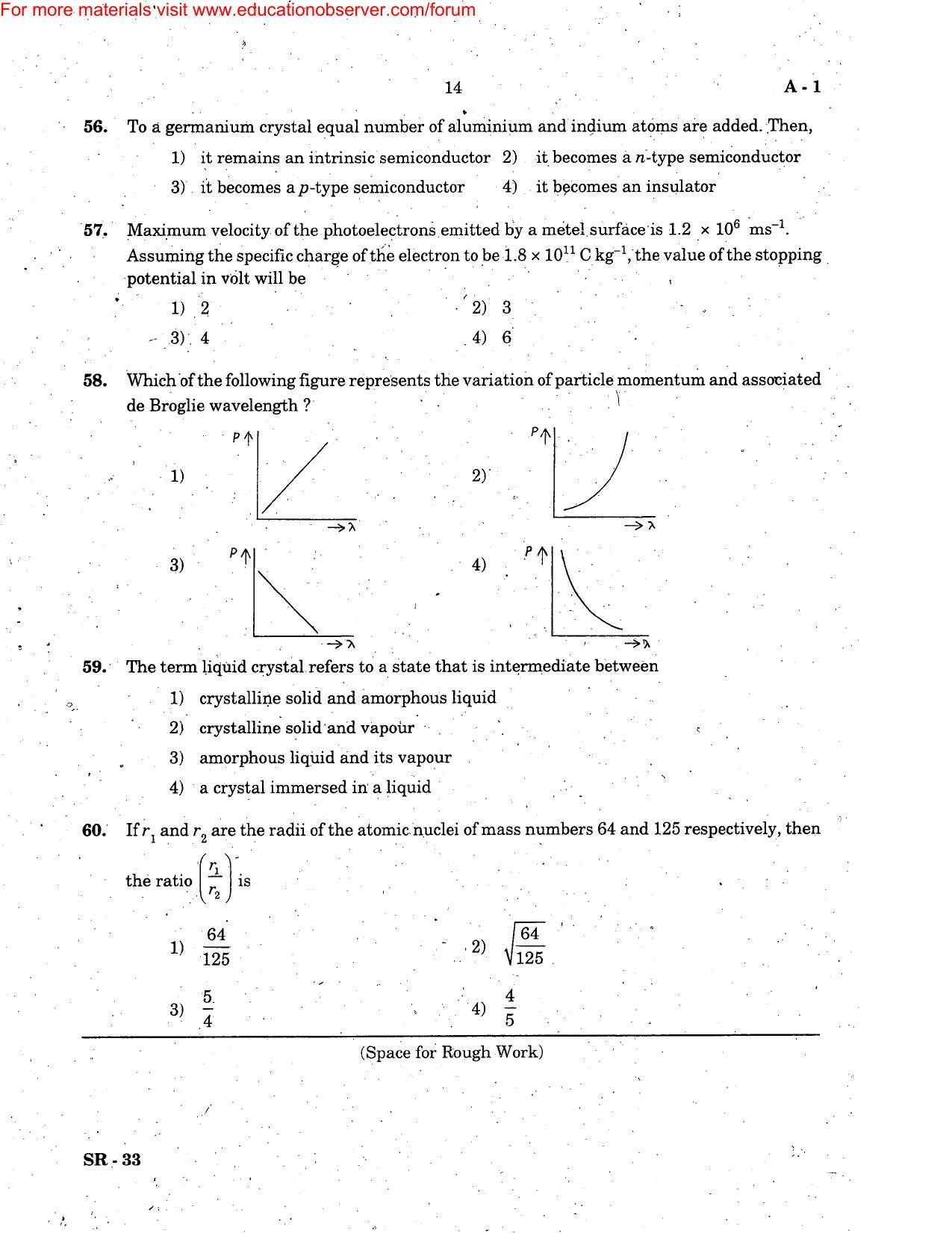 KEAM Paper I 2006 Question Paper - Page 14
