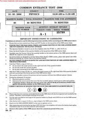 KEAM Paper I 2006 Question Paper