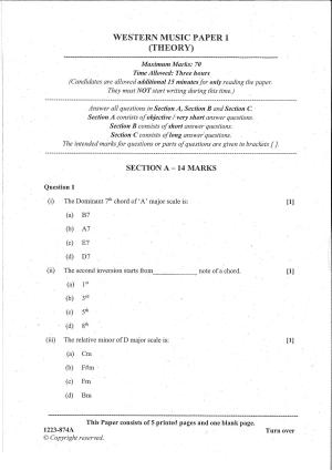 ISC Class 12 Western Music 2023 Question Paper