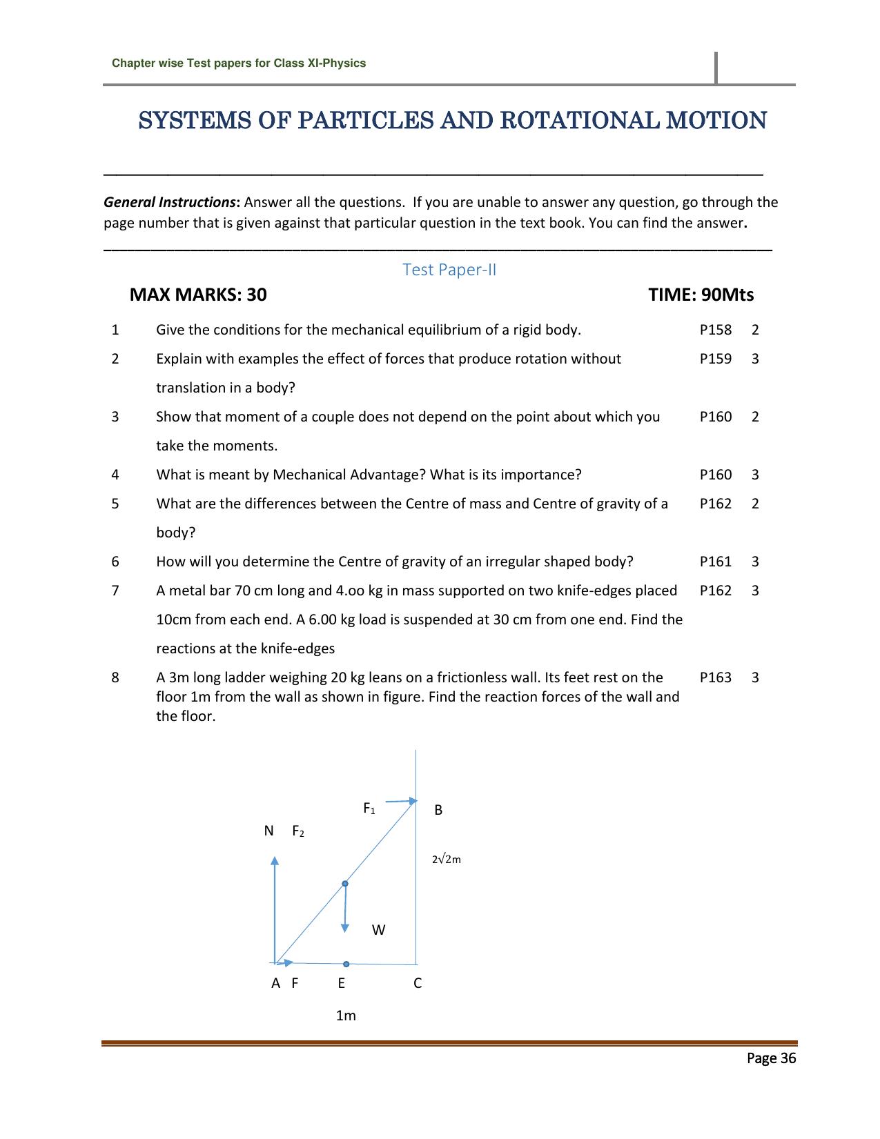CBSE Worksheets for Class 11 Physics Systems of Particles and Rotational Motion Assignment 2 - Page 1