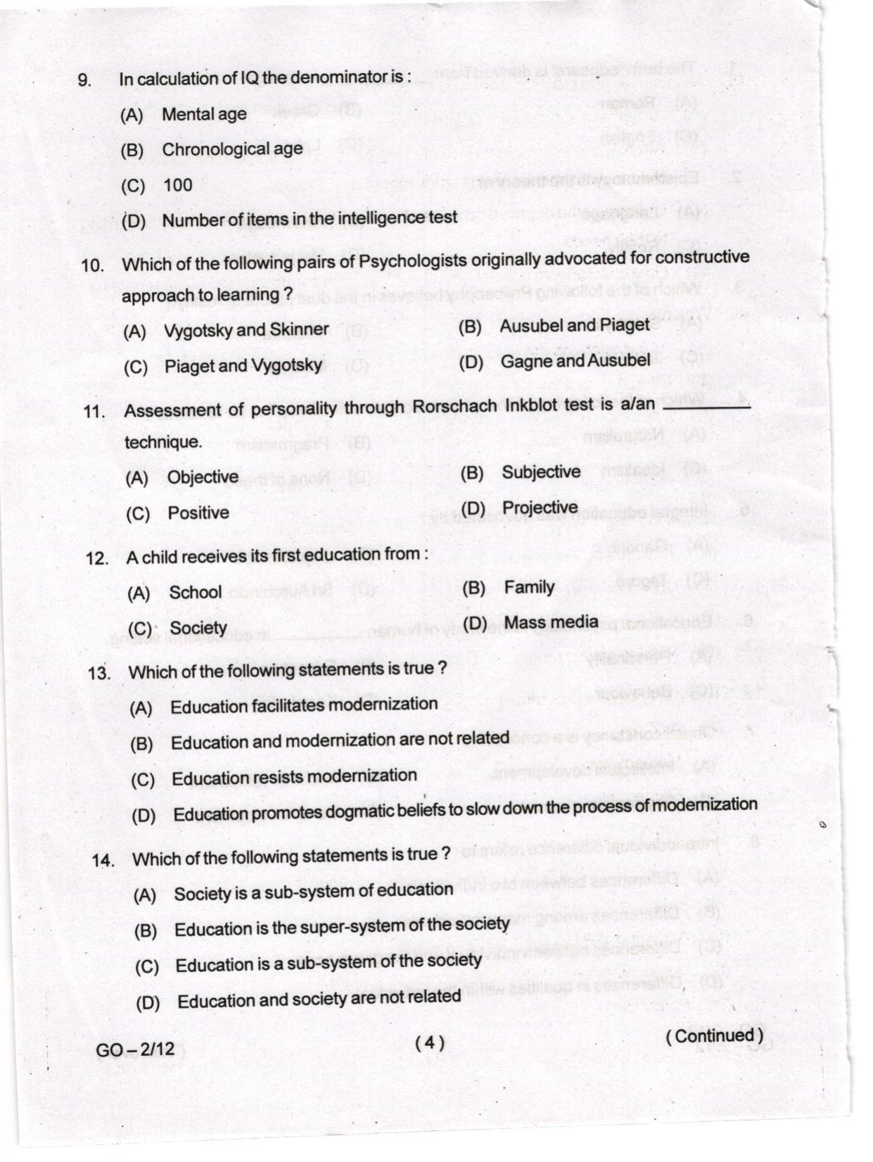 Odisha CPET 2024 EDUCATION Question Paper - Page 4