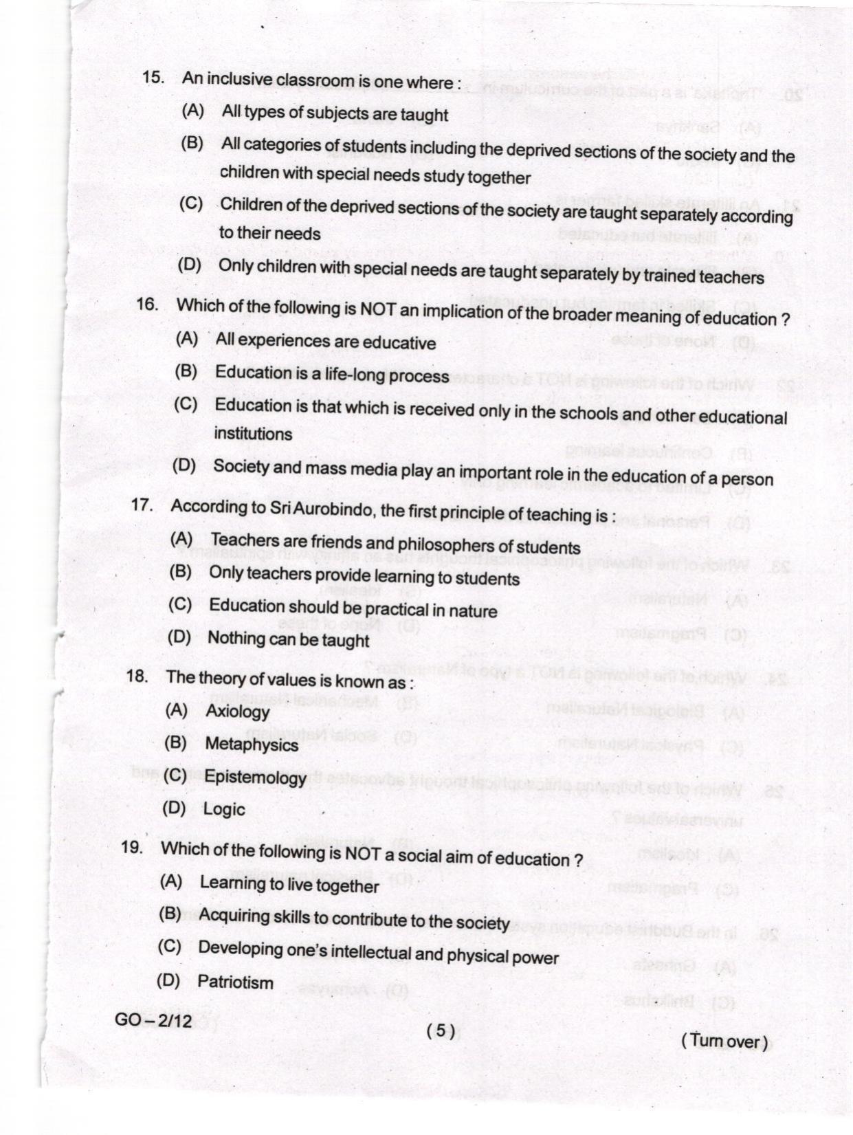 Odisha CPET 2024 EDUCATION Question Paper - Page 5