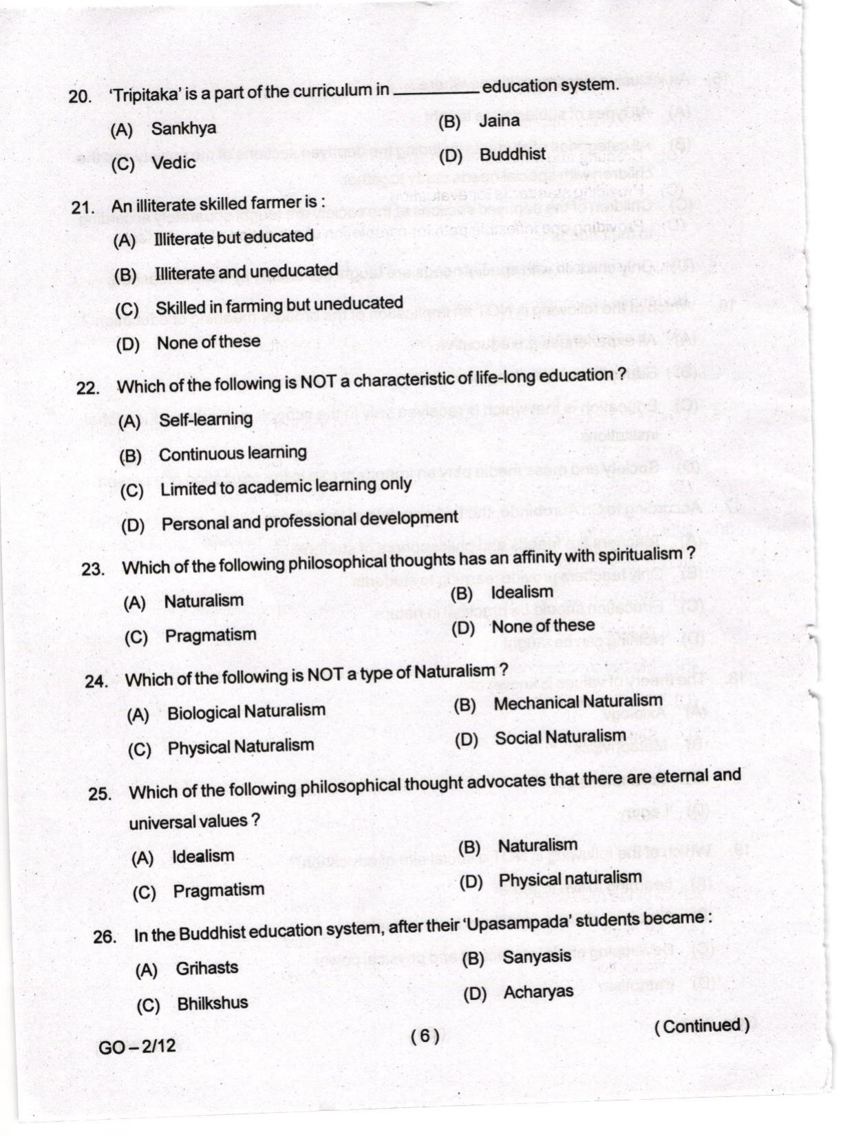 Odisha CPET 2024 EDUCATION Question Paper - Page 6