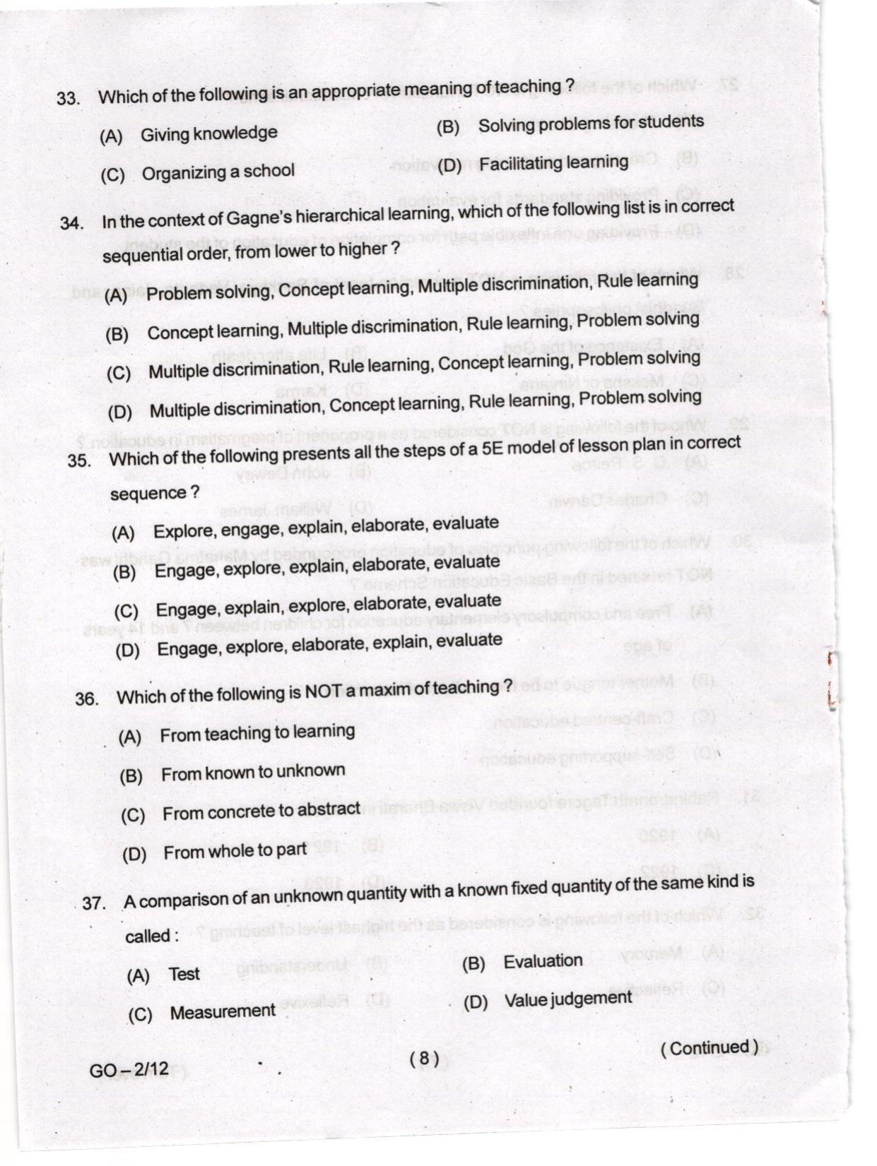 Odisha CPET 2024 EDUCATION Question Paper - Page 8