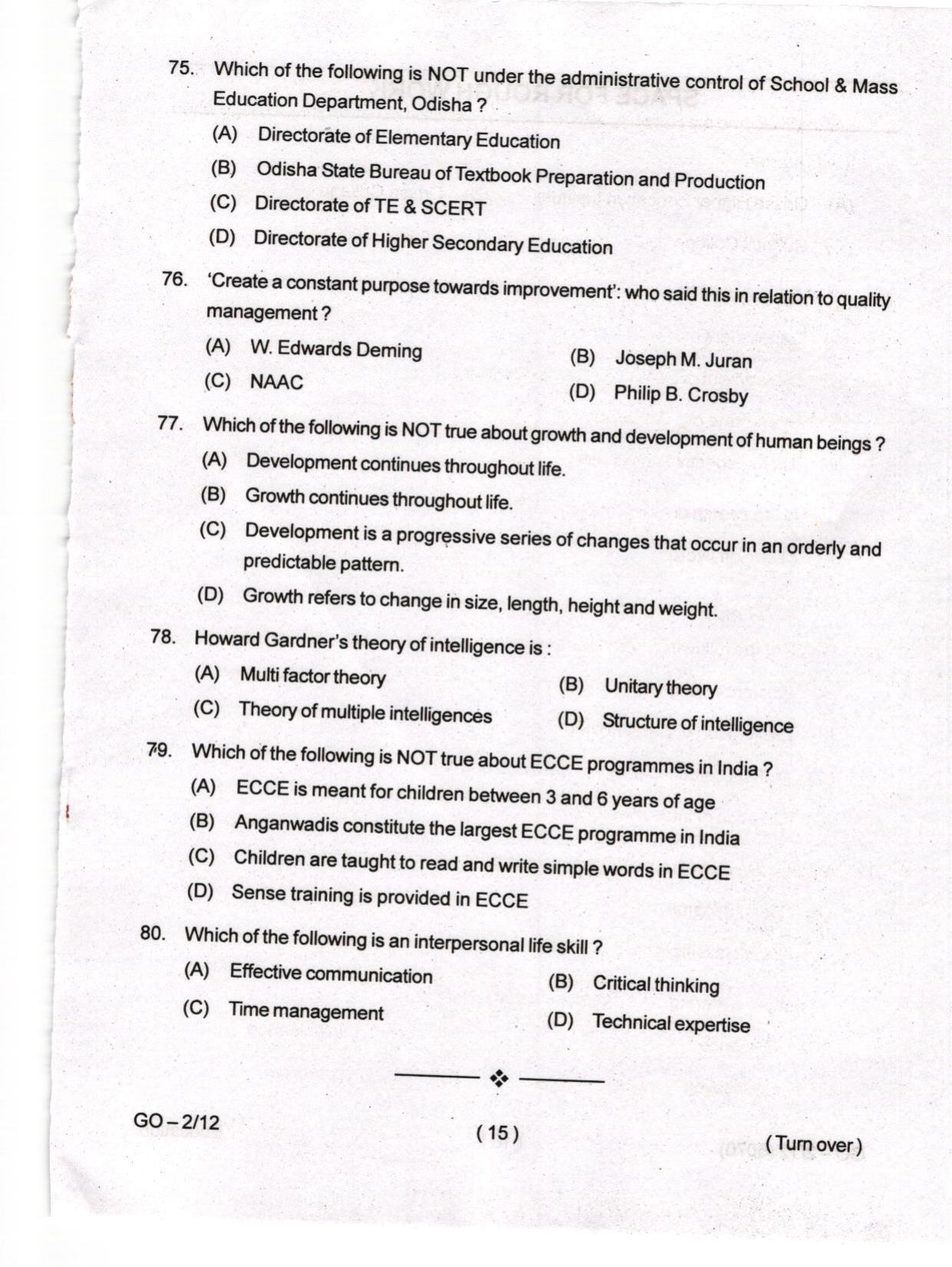 Odisha CPET 2024 EDUCATION Question Paper - Page 15