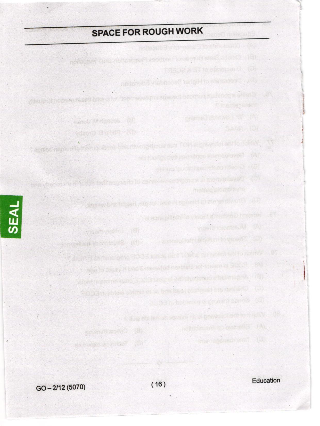 Odisha CPET 2024 EDUCATION Question Paper - Page 16