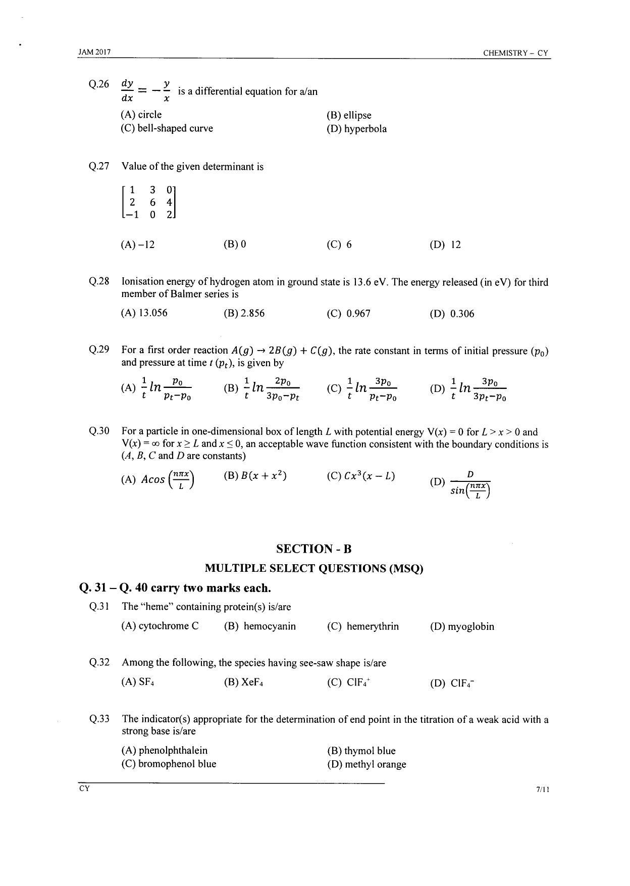 JAM 2017: CY Question Paper - Page 6